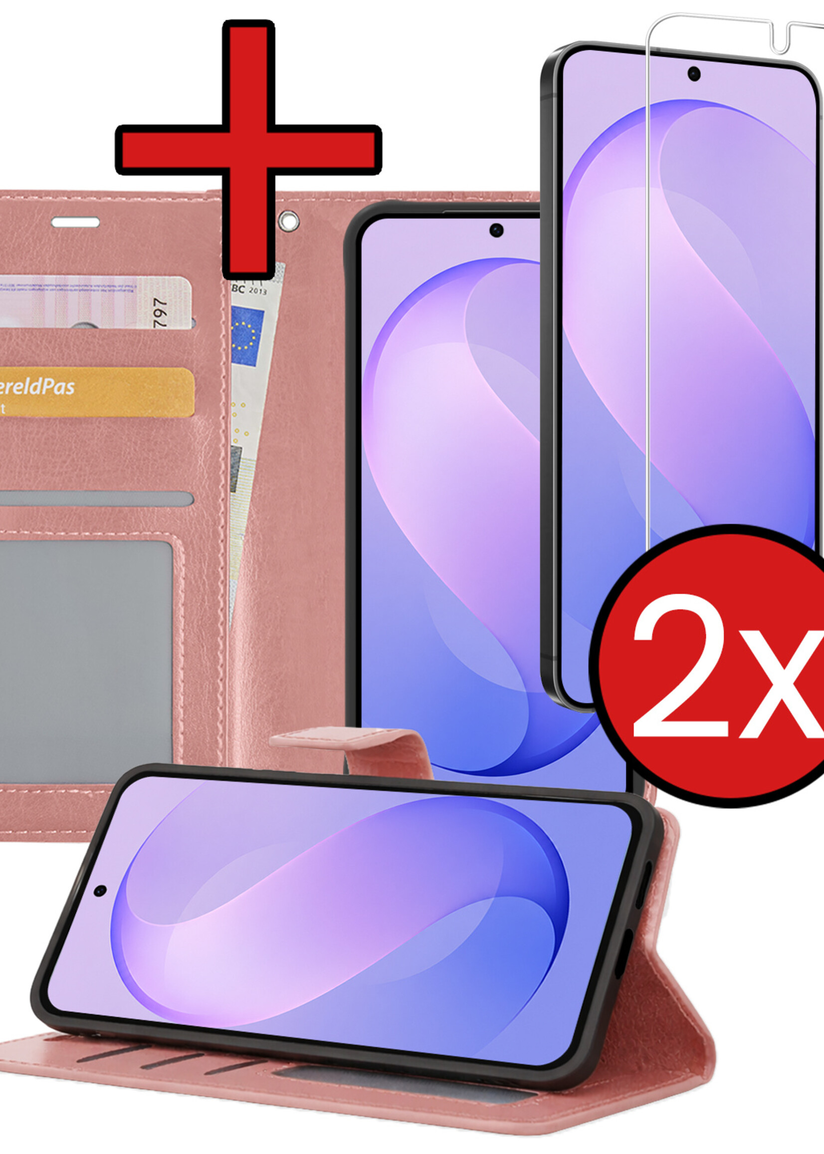 BTH BTH Samsung Galaxy S26 FE Hoesje Bookcase Met 2x Screenprotector - Rose Goud