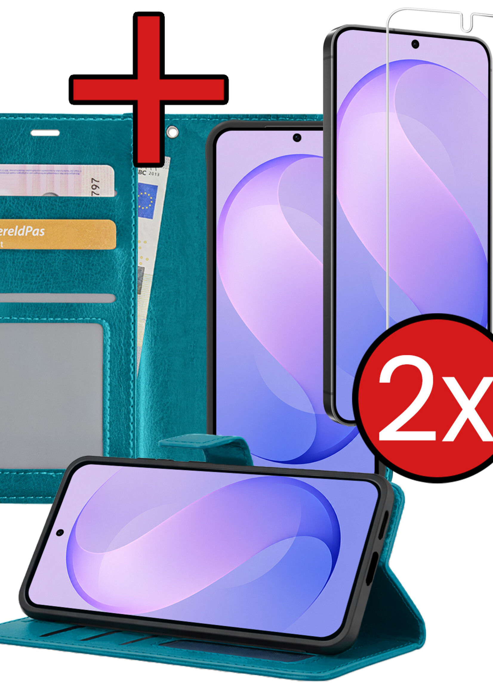 BTH BTH Samsung Galaxy S26 FE Hoesje Bookcase Met 2x Screenprotector - Turquoise