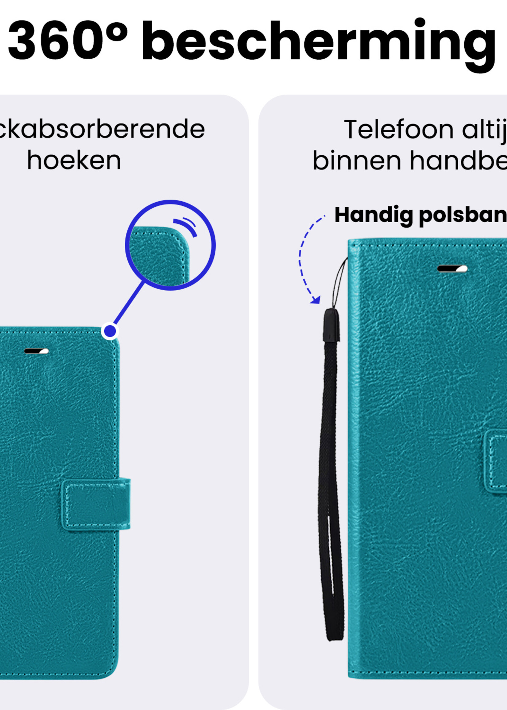 BTH BTH Samsung Galaxy S26 FE Hoesje Bookcase Met 2x Screenprotector - Turquoise