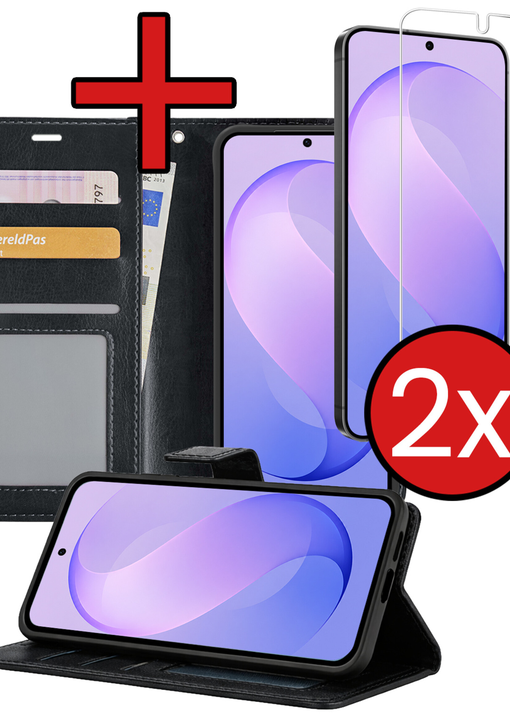 BTH BTH Samsung Galaxy S26 FE Hoesje Bookcase Met 2x Screenprotector - Zwart