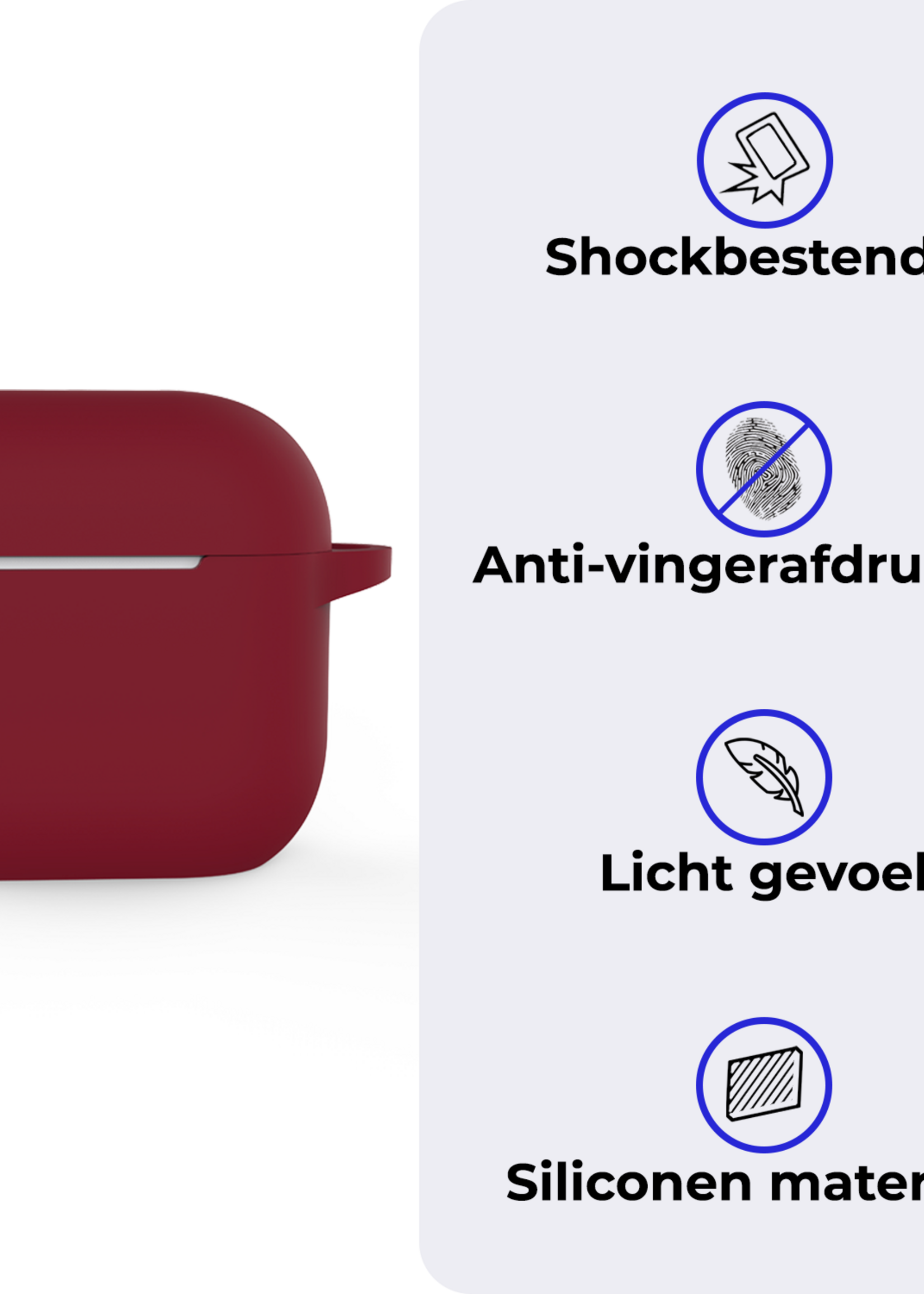 BTH BTH Siliconen Hoesje Voor Apple AirPods 5 - Donkerrood