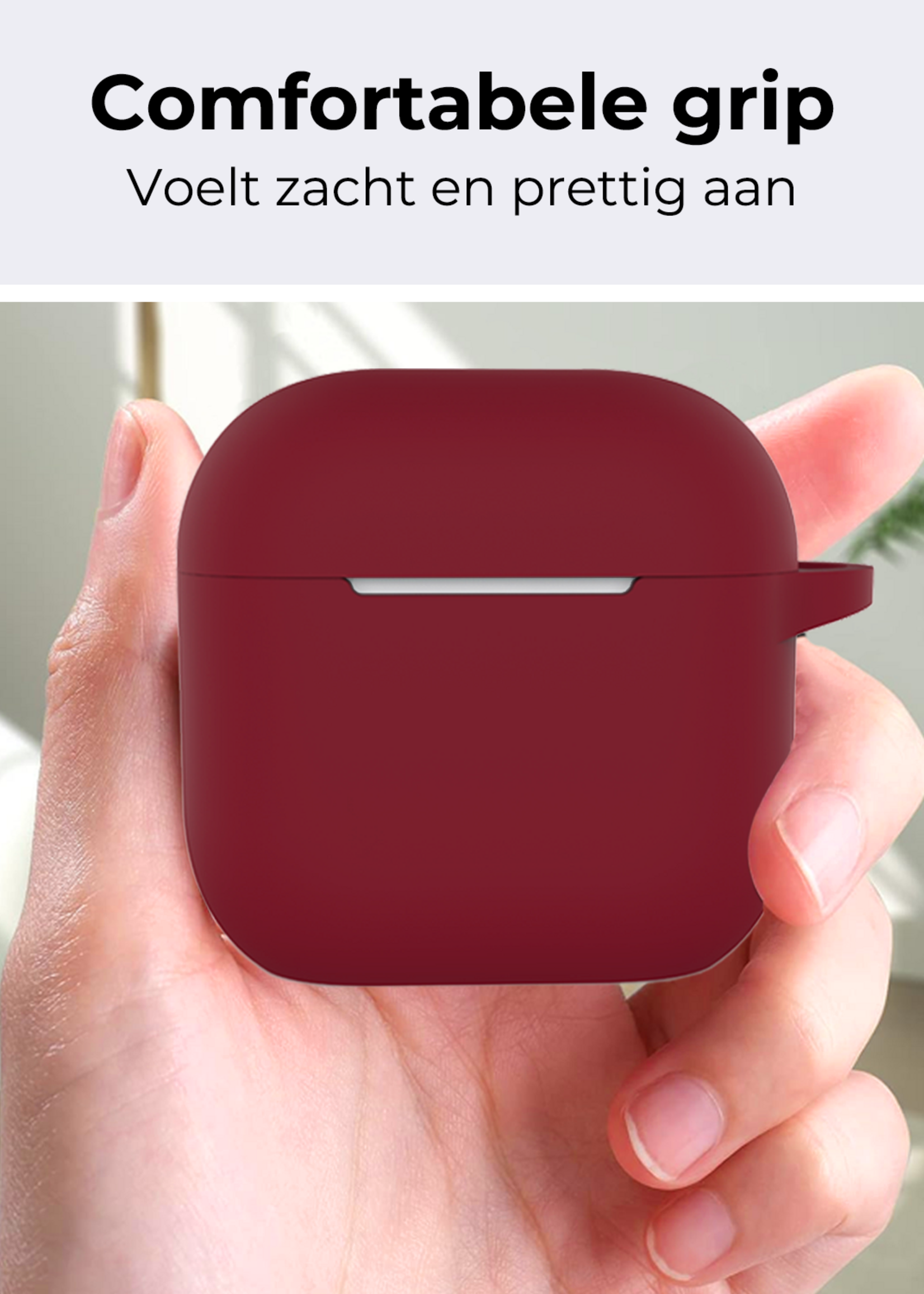 BTH BTH Siliconen Hoesje Voor Apple AirPods 5 - Donkerrood