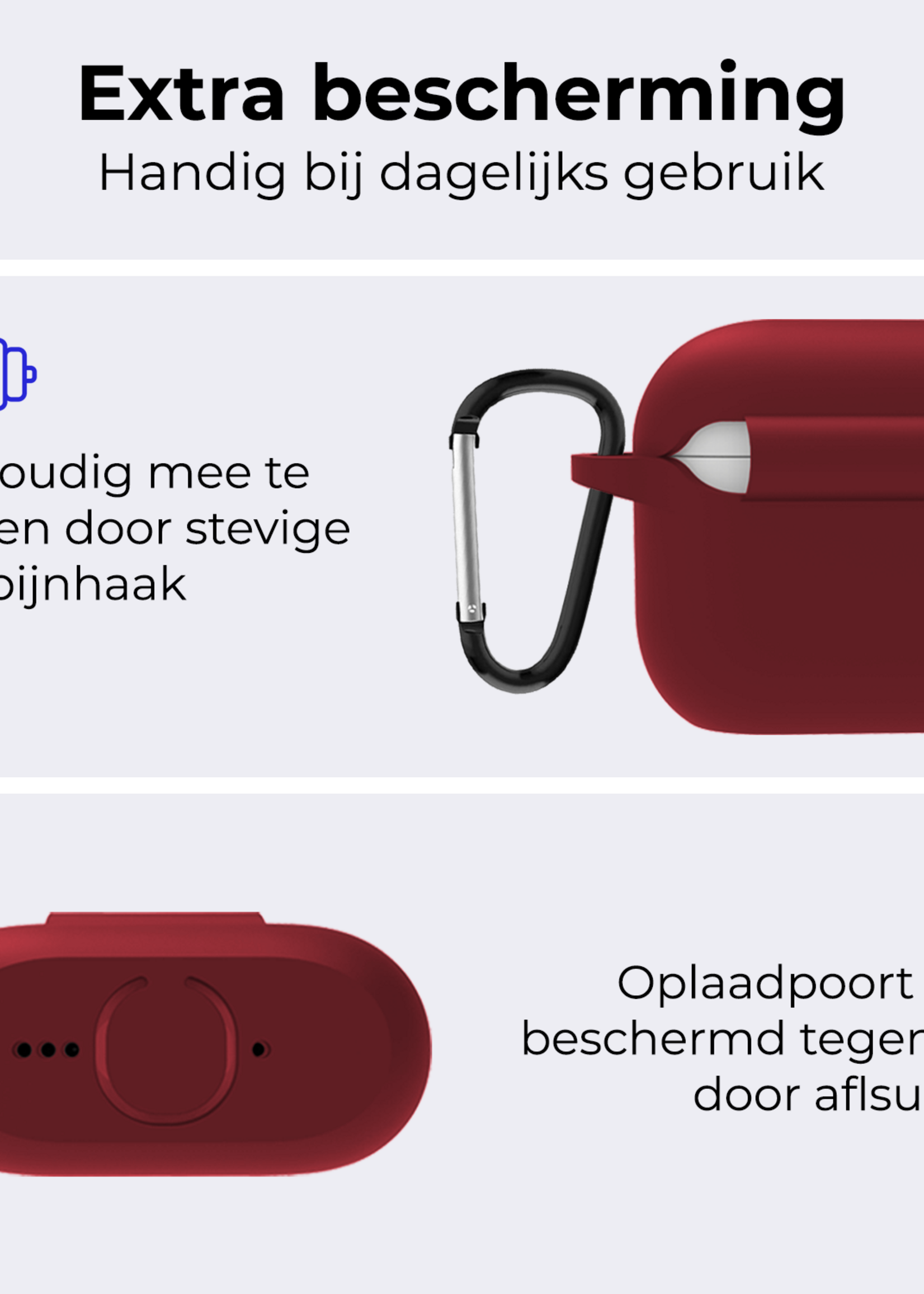 BTH BTH Siliconen Hoesje Voor Apple AirPods 5 - Donkerrood