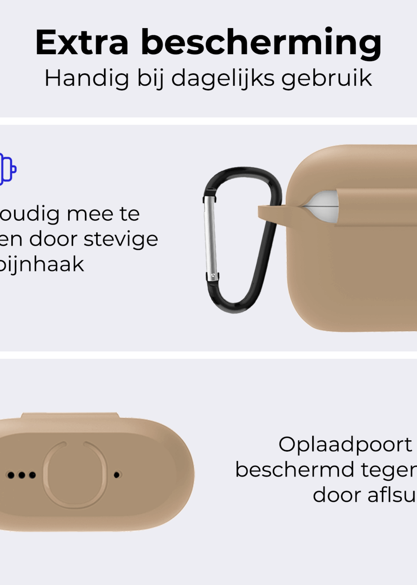 BTH BTH Siliconen Hoesje Voor Apple AirPods 5 - Zand