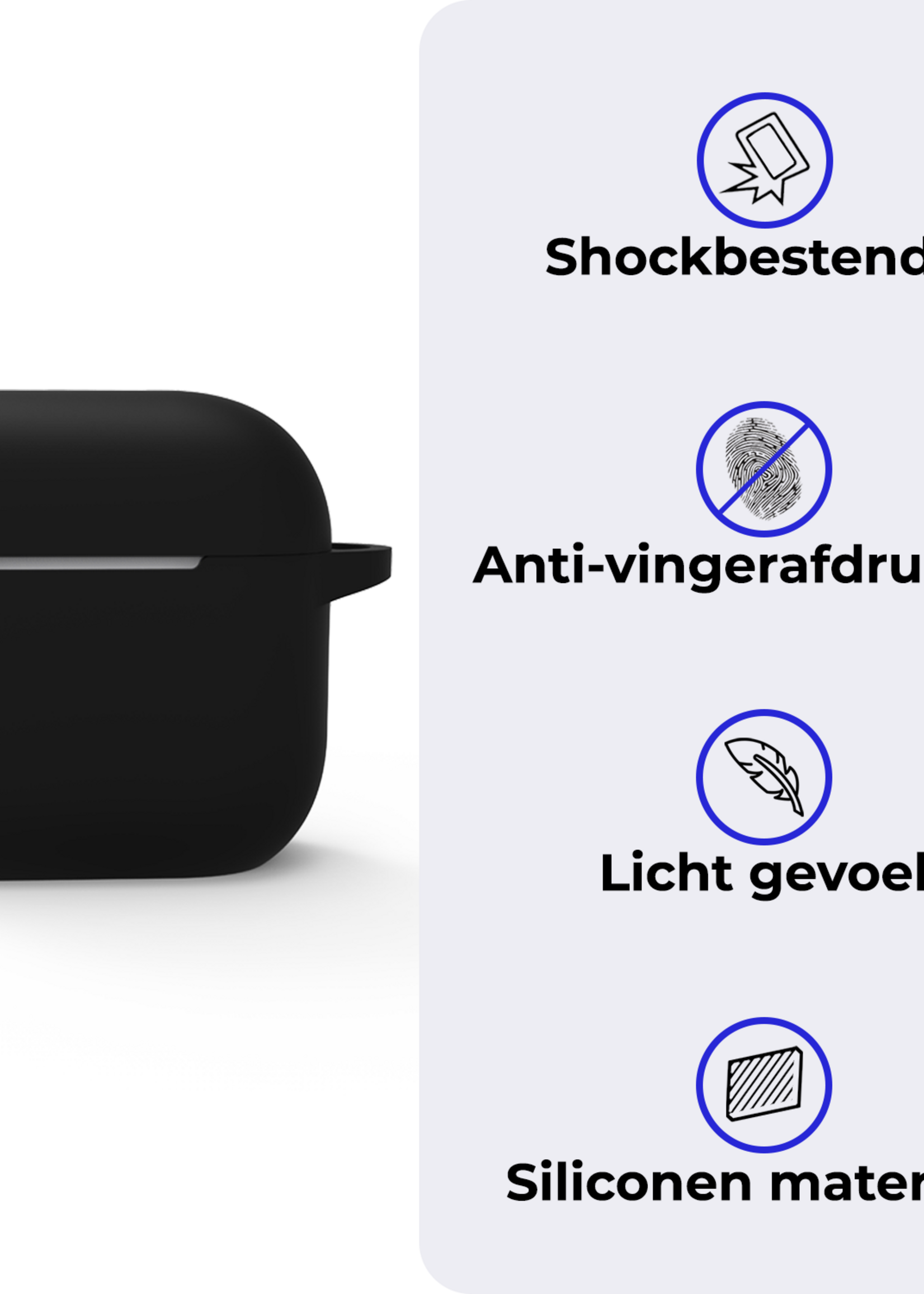 BTH BTH Siliconen Hoesje Voor Apple AirPods 5 - Zwart