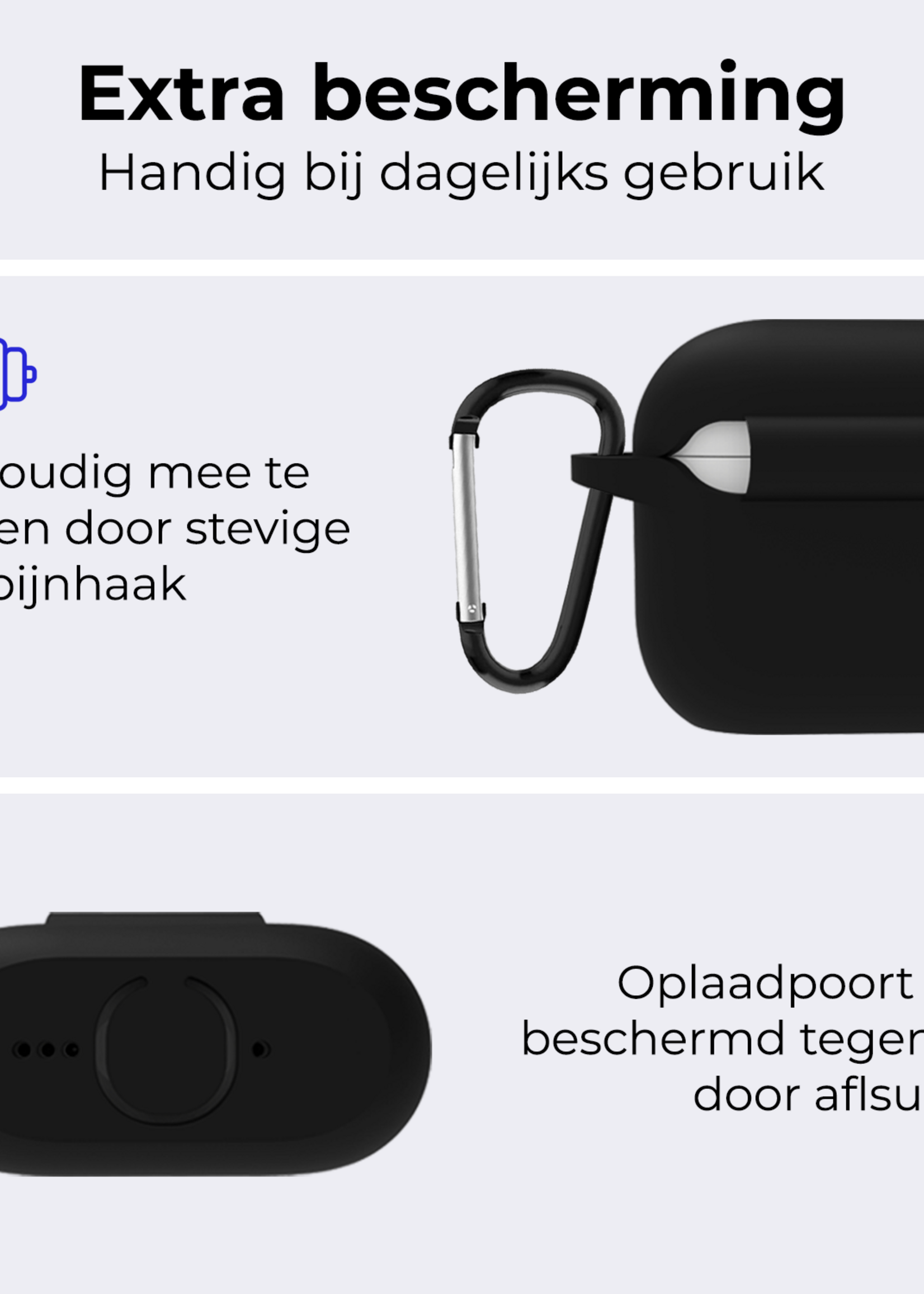 BTH BTH Siliconen Hoesje Voor Apple AirPods 5 - Zwart