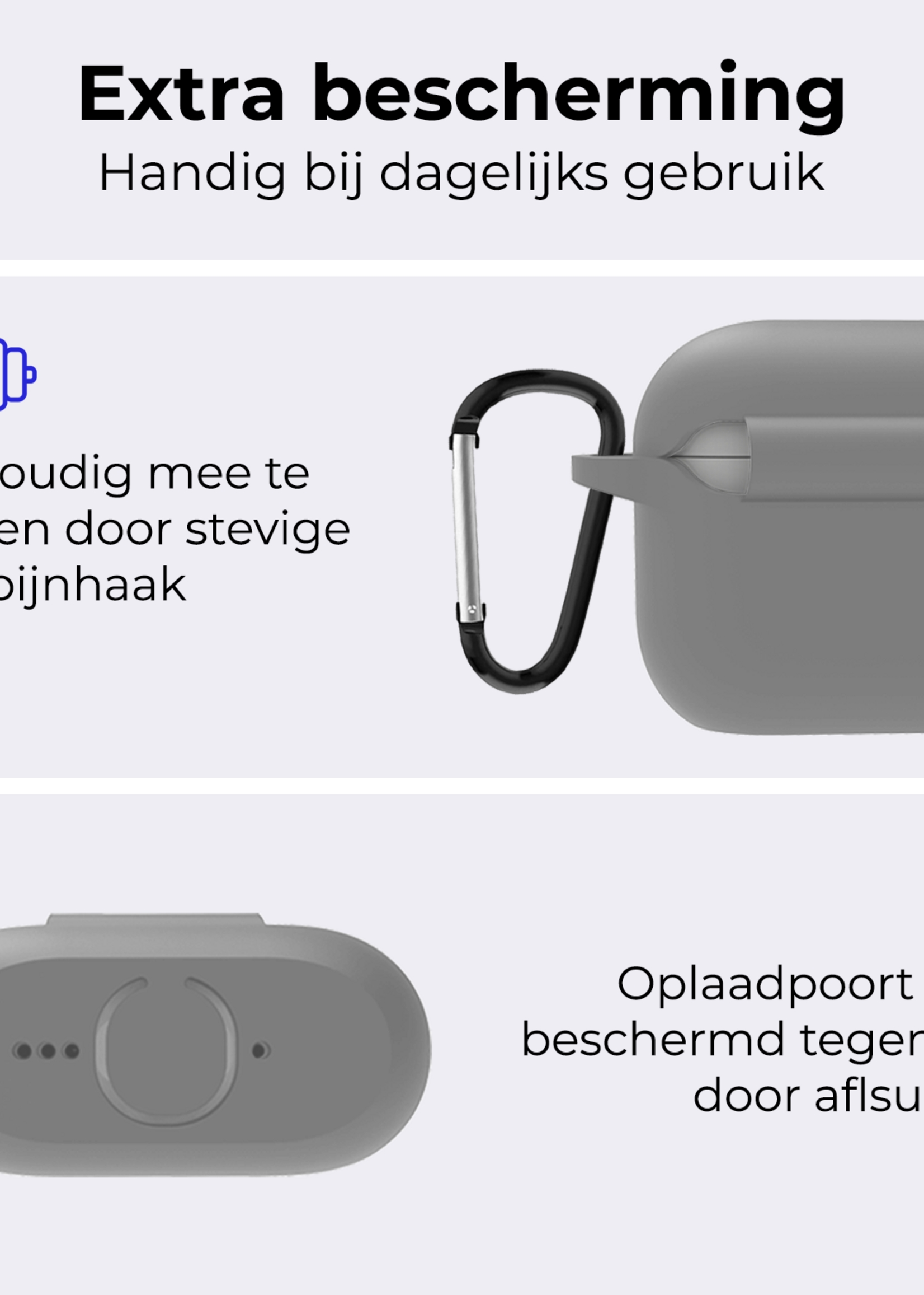 BTH BTH Siliconen Hoesje Voor Apple AirPods 5 - Grijs