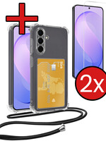 BTH BTH Samsung Galaxy S26 FE Hoesje Pashouder met Koord Met 2x Screenprotector