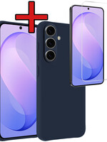 BTH BTH Samsung Galaxy S26 FE Hoesje Siliconen Met Screenprotector - Donkerblauw