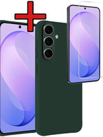BTH BTH Samsung Galaxy S26 FE Hoesje Siliconen Met Screenprotector - Donkergroen