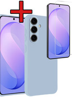 BTH BTH Samsung Galaxy S26 FE Hoesje Siliconen Met Screenprotector - Lichtblauw