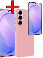 BTH BTH Samsung Galaxy S26 FE Hoesje Siliconen Met Screenprotector - Lichtroze