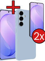 BTH BTH Samsung Galaxy S26 FE Hoesje Siliconen Met 2x Screenprotector - Lichtblauw