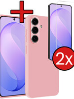 BTH BTH Samsung Galaxy S26 FE Hoesje Siliconen Met 2x Screenprotector - Lichtroze