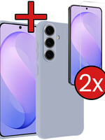 BTH BTH Samsung Galaxy S26 FE Hoesje Siliconen Met 2x Screenprotector - Lila