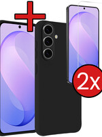 BTH BTH Samsung Galaxy S26 FE Hoesje Siliconen Met 2x Screenprotector - Zwart