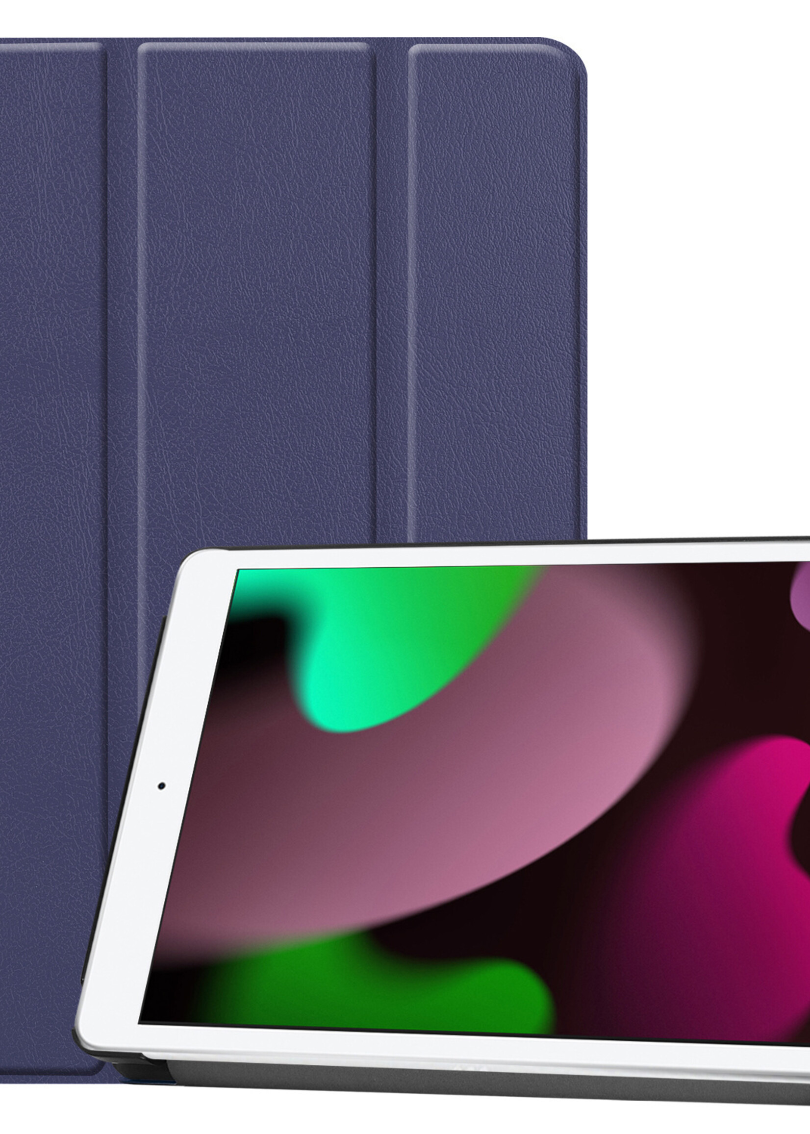 LUQ Hoes Geschikt voor iPad 10.2 2021 Hoes Luxe Hoesje Book Case - Hoesje Geschikt voor iPad 9 Hoes Cover - Donkerblauw