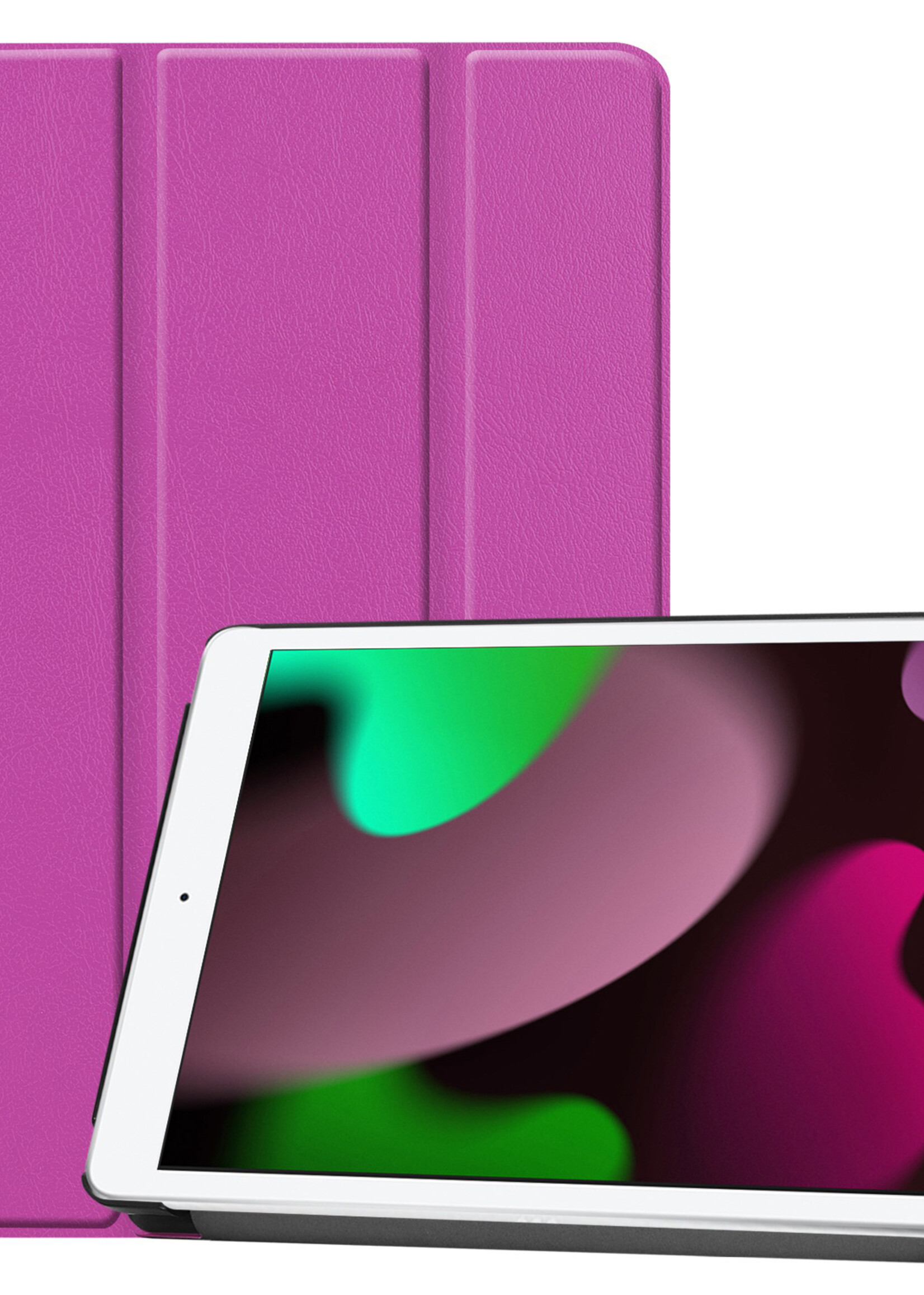 LUQ Hoes Geschikt voor iPad 10.2 2021 Hoes Luxe Hoesje Book Case - Hoesje Geschikt voor iPad 9 Hoes Cover - Paars