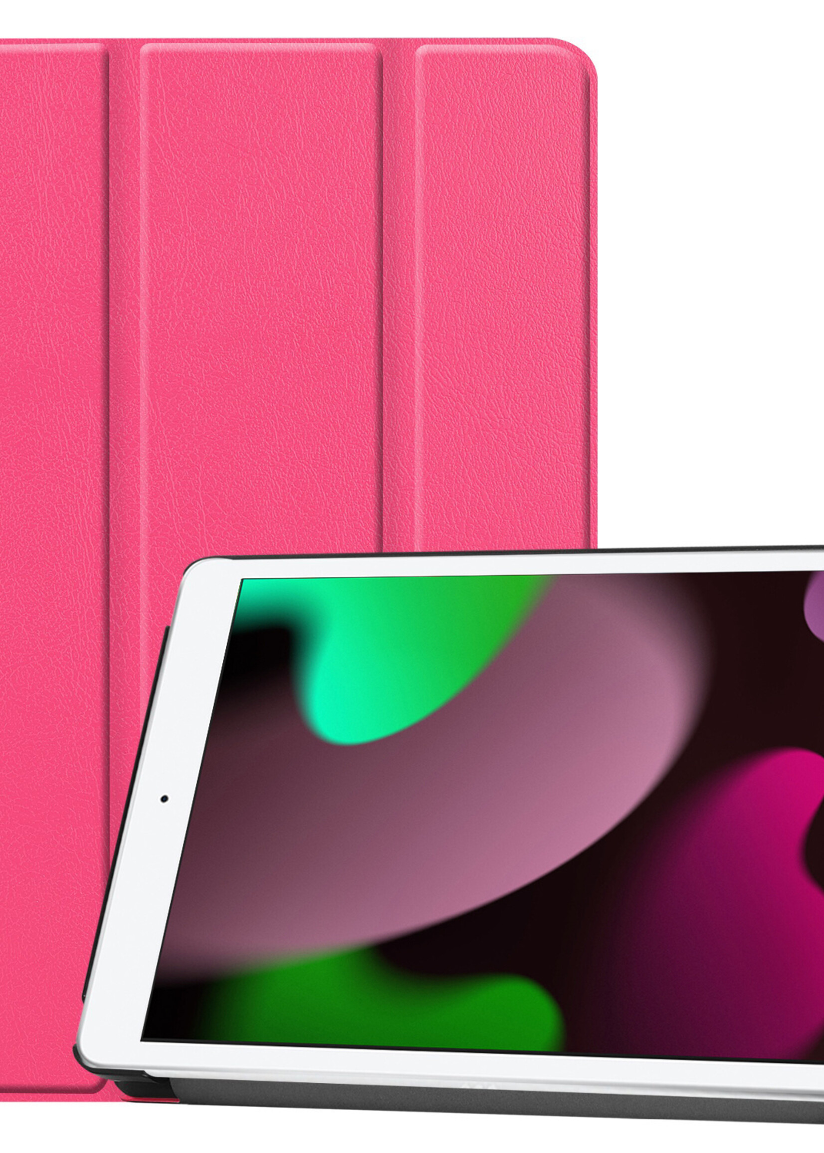 LUQ Hoes Geschikt voor iPad 10.2 2021 Hoes Luxe Hoesje Book Case - Hoesje Geschikt voor iPad 9 Hoes Cover - Roze