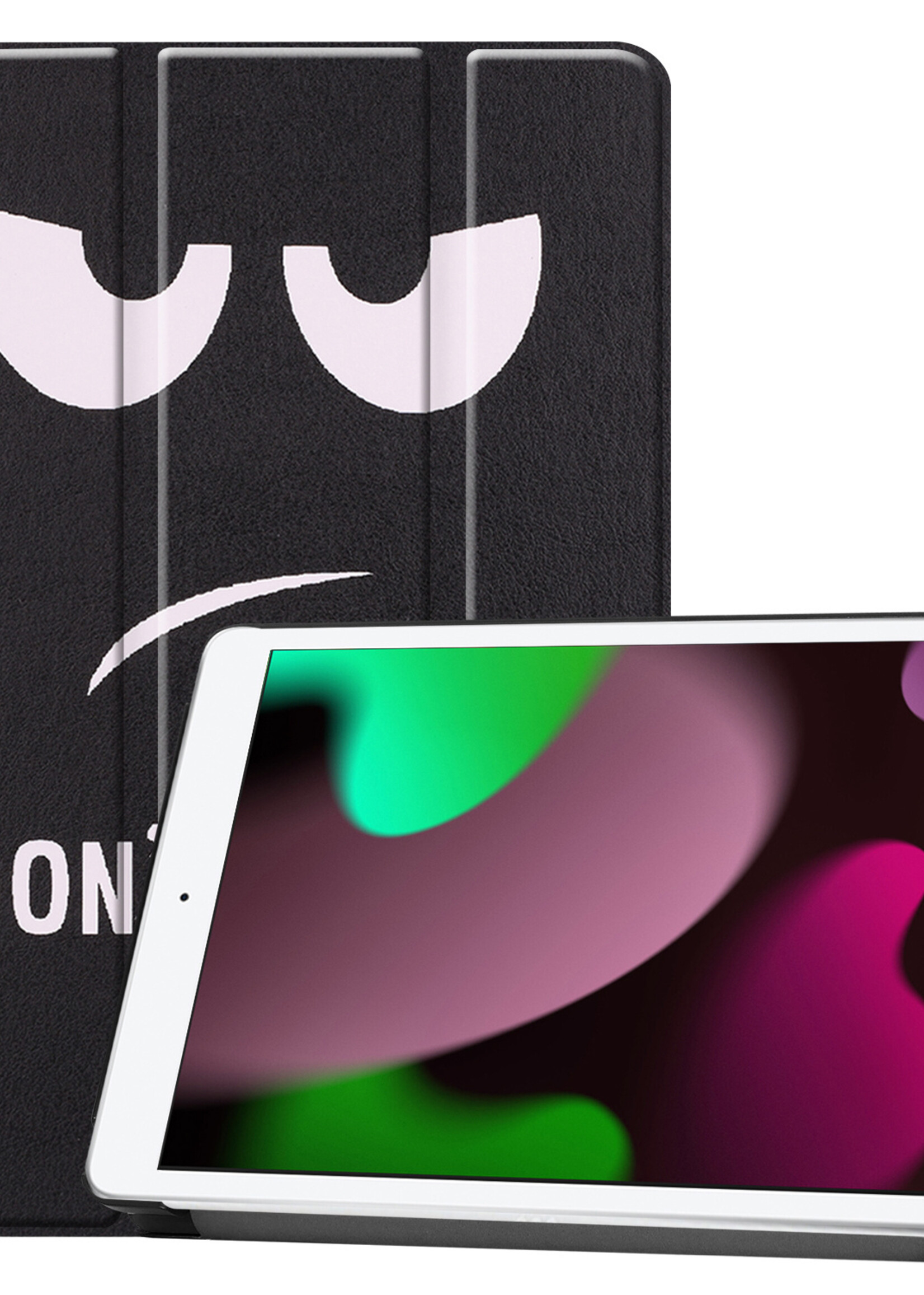 LUQ Hoes Geschikt voor iPad 10.2 2021 Hoes Luxe Hoesje Book Case - Hoesje Geschikt voor iPad 9 Hoes Cover - Don't Touch Me