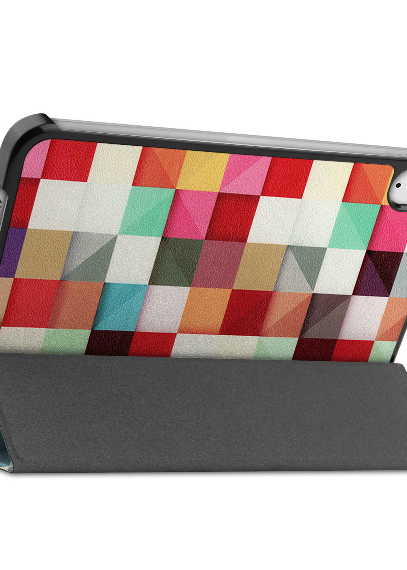LUQ Hoes Geschikt voor iPad Mini 6 Hoes Luxe Hoesje Book Case - Hoesje Geschikt voor iPad Mini 6 Hoes Cover - Blokken