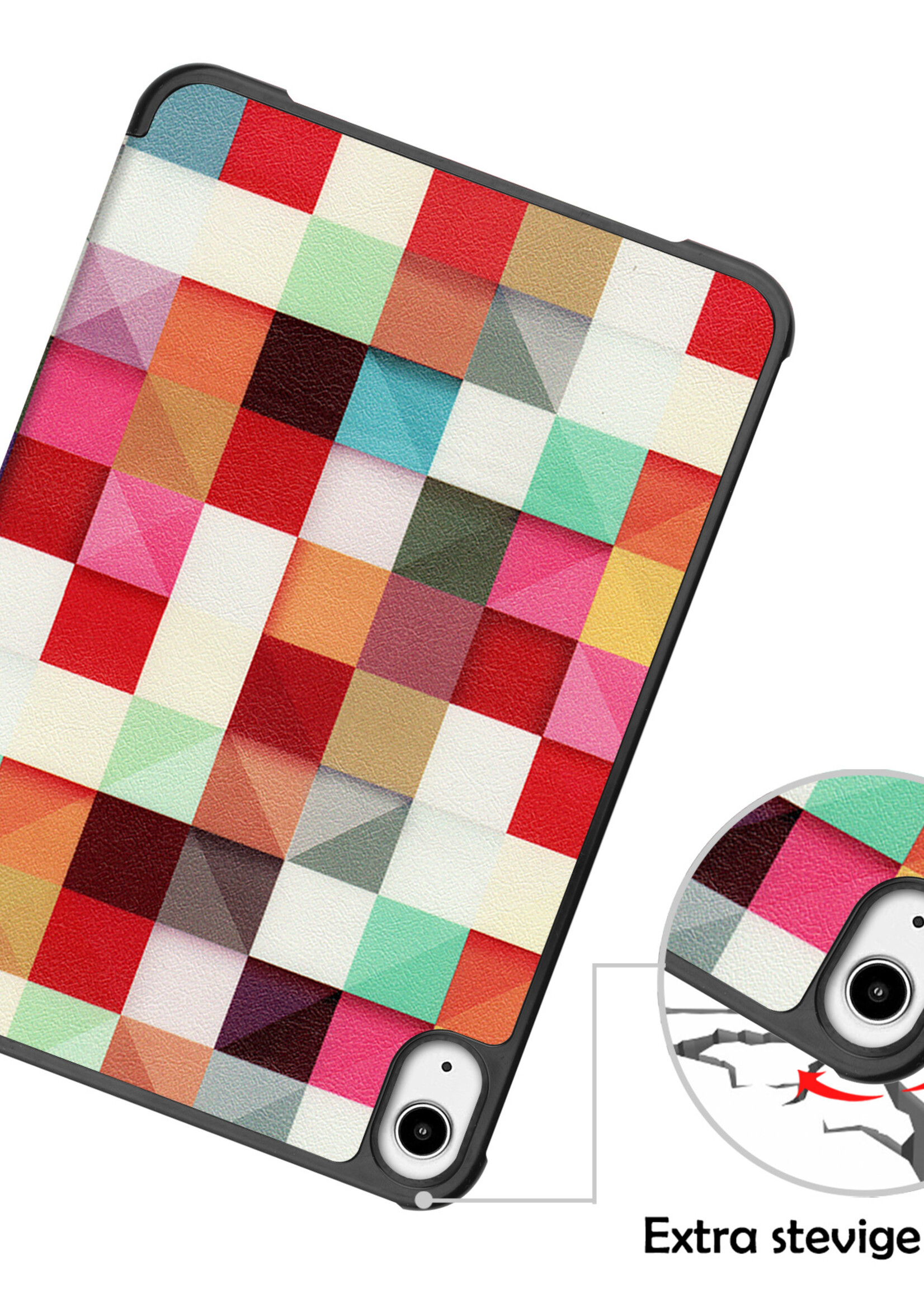 LUQ Hoes Geschikt voor iPad Mini 6 Hoes Luxe Hoesje Book Case - Hoesje Geschikt voor iPad Mini 6 Hoes Cover - Blokken