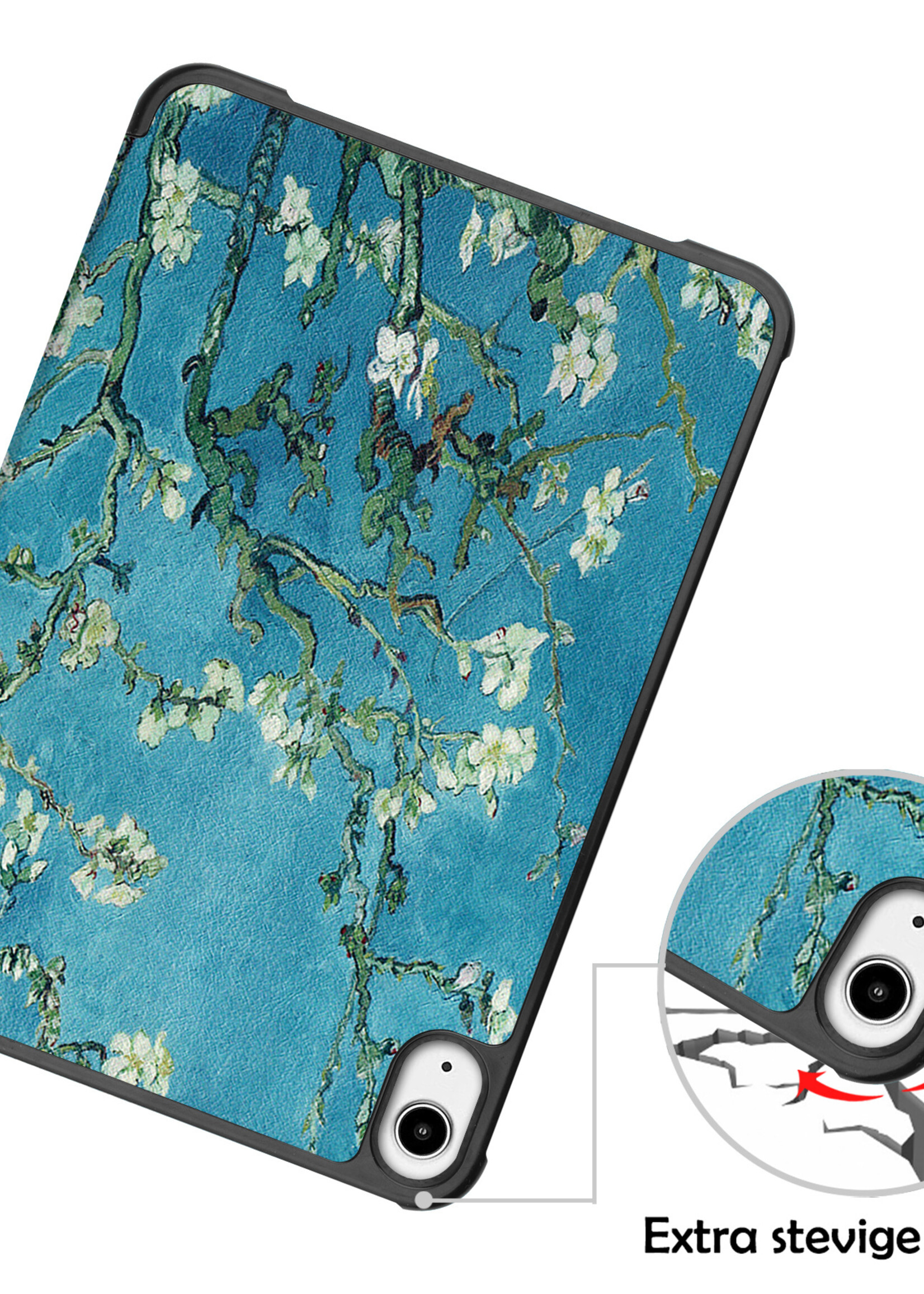 LUQ Hoes Geschikt voor iPad Mini 6 Hoes Luxe Hoesje Book Case - Hoesje Geschikt voor iPad Mini 6 Hoes Cover - Bloesem