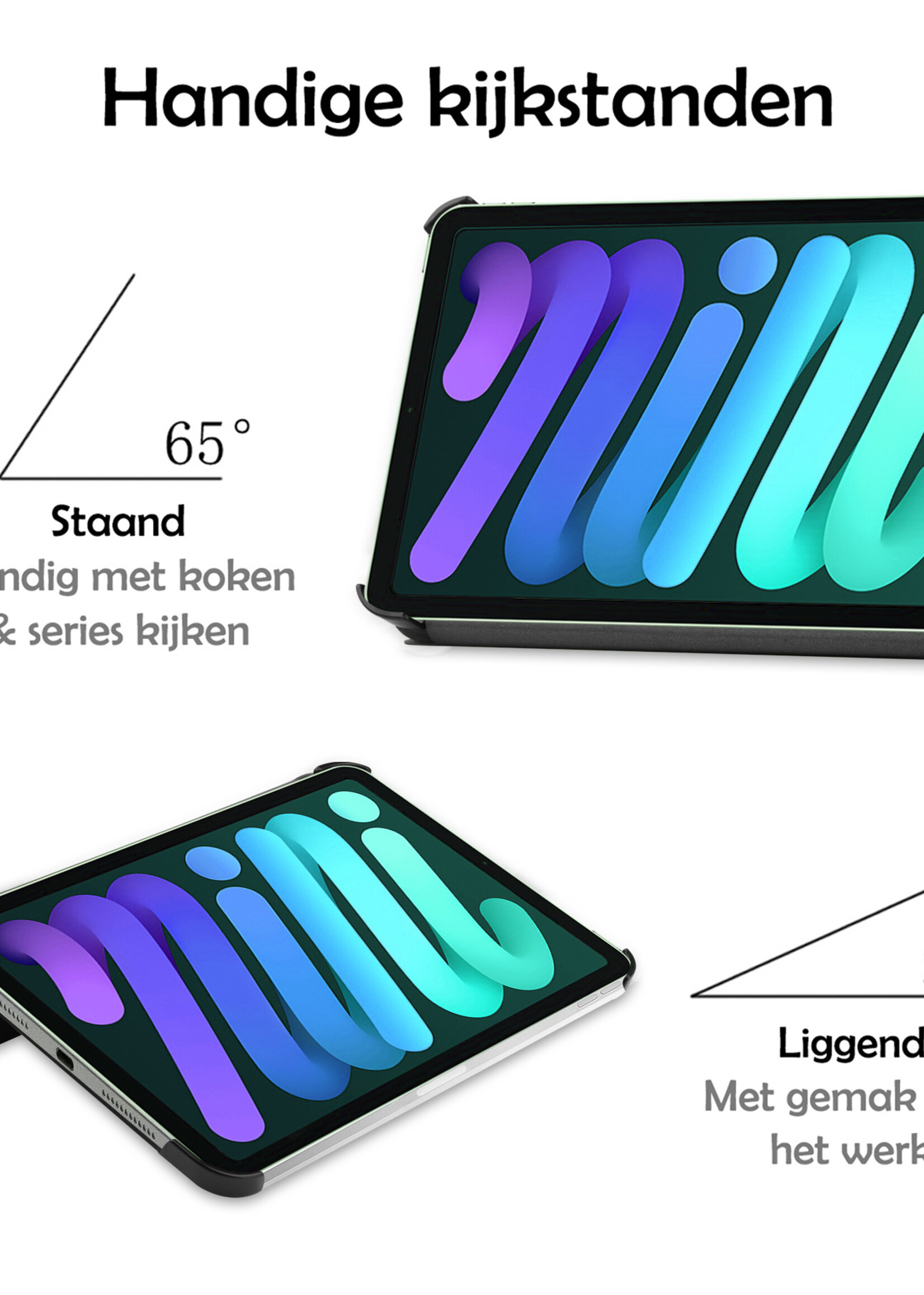 LUQ Hoes Geschikt voor iPad Mini 6 Hoes Luxe Hoesje Book Case - Hoesje Geschikt voor iPad Mini 6 Hoes Cover - Donkergroen