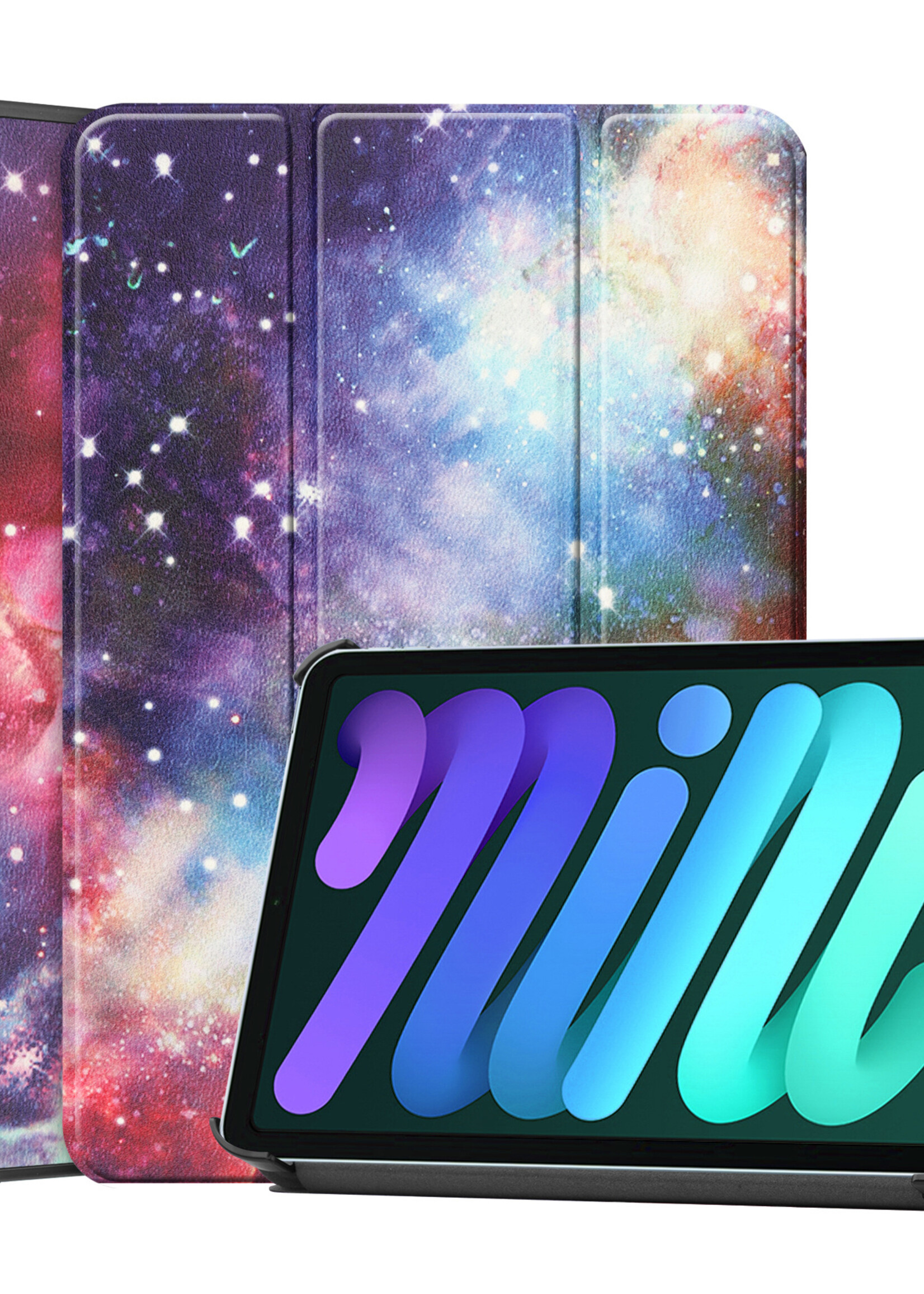 LUQ Hoes Geschikt voor iPad Mini 6 Hoes Luxe Hoesje Book Case - Hoesje Geschikt voor iPad Mini 6 Hoes Cover - Galaxy