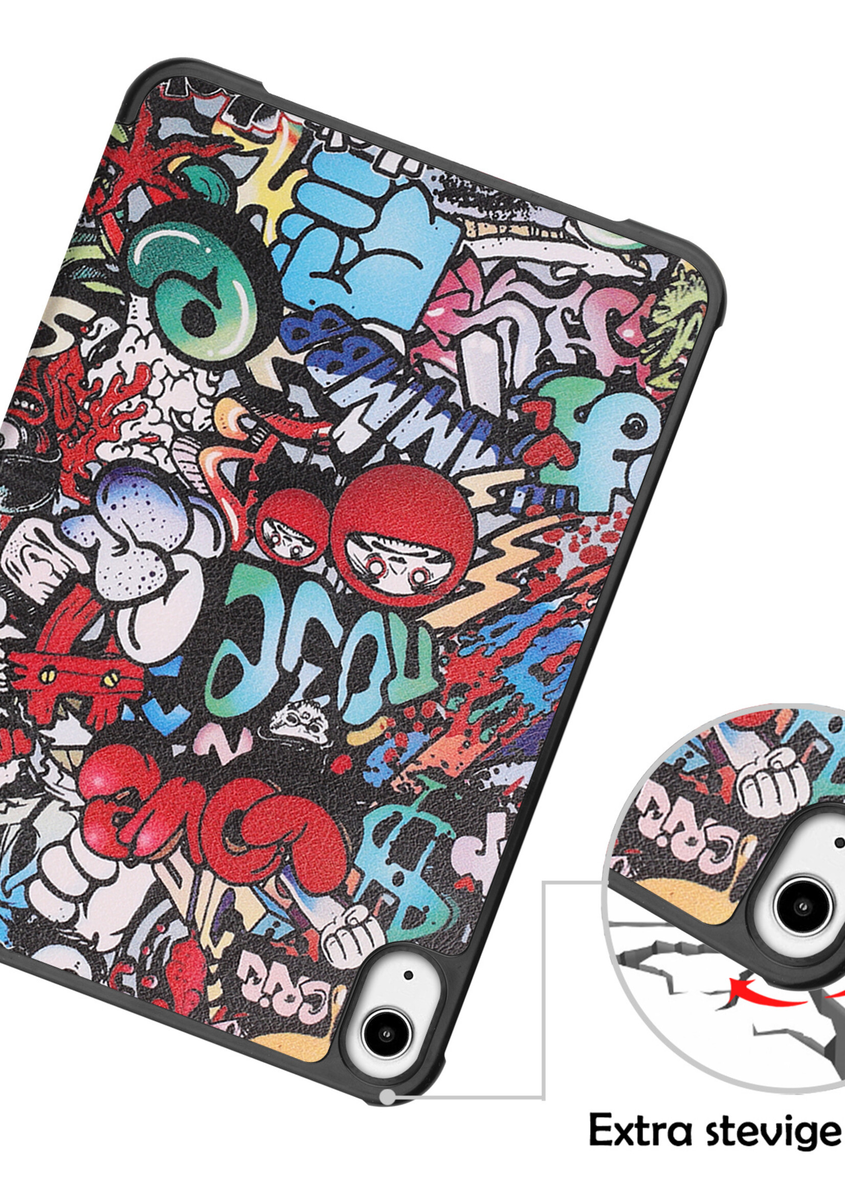 LUQ Hoes Geschikt voor iPad Mini 6 Hoes Luxe Hoesje Book Case - Hoesje Geschikt voor iPad Mini 6 Hoes Cover - Graffity