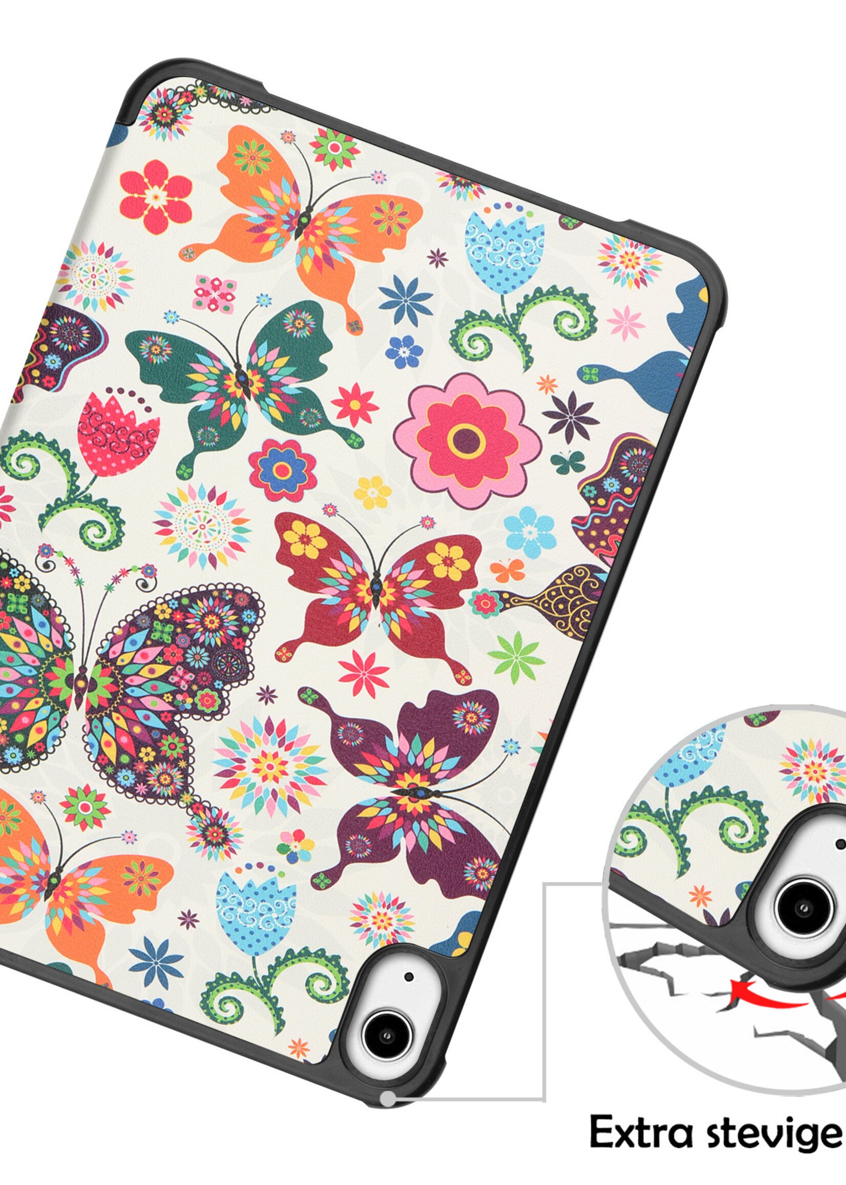 Hoes Geschikt voor iPad Mini 6 Hoes Luxe Hoesje Book Case - Hoesje Geschikt voor iPad Mini 6 Hoes Cover - Vlinders