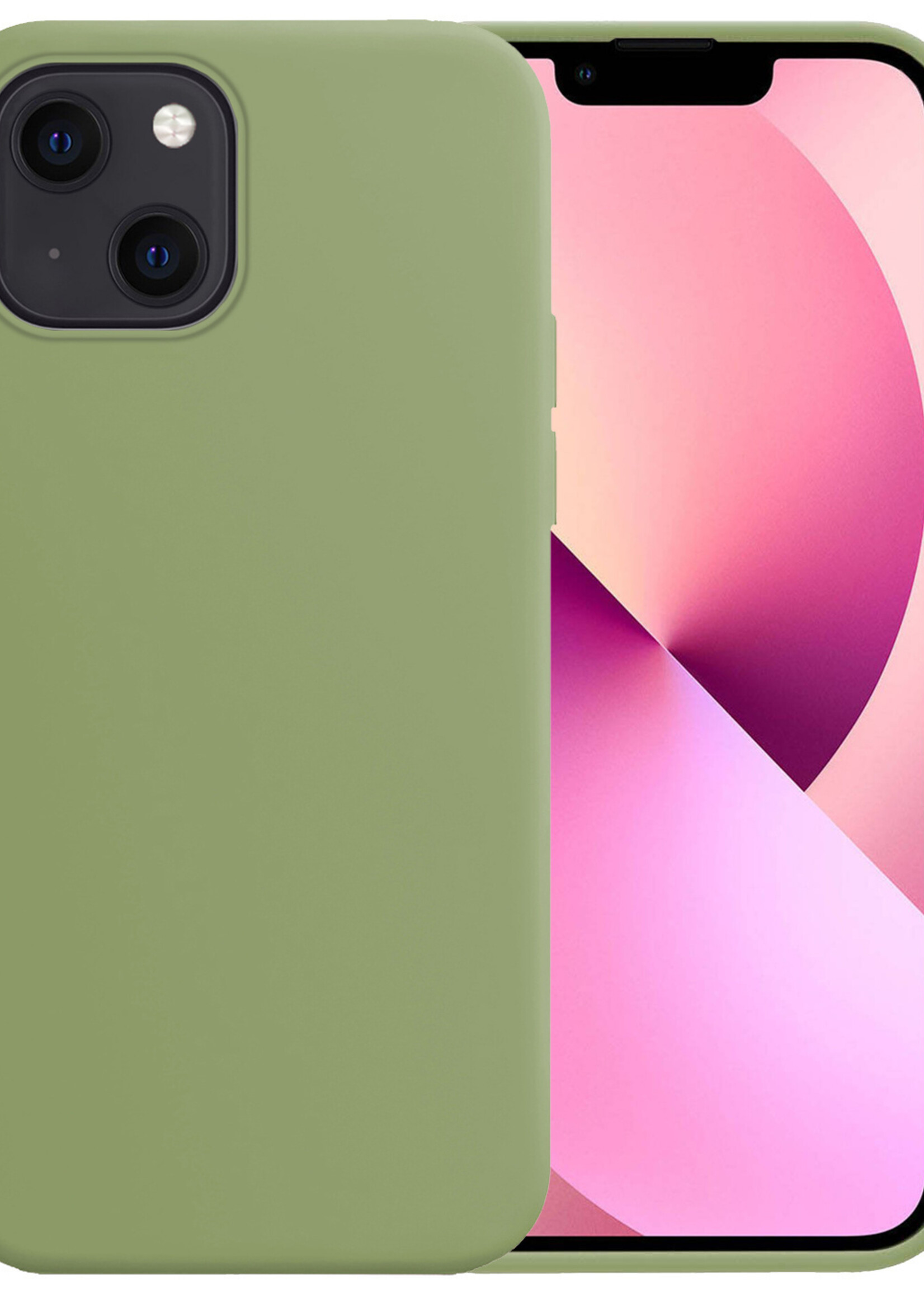 LUQ Hoesje Geschikt voor iPhone 13 Mini Hoesje Siliconen Case - Hoes Geschikt voor iPhone 13 Mini Hoes Siliconen - Groen