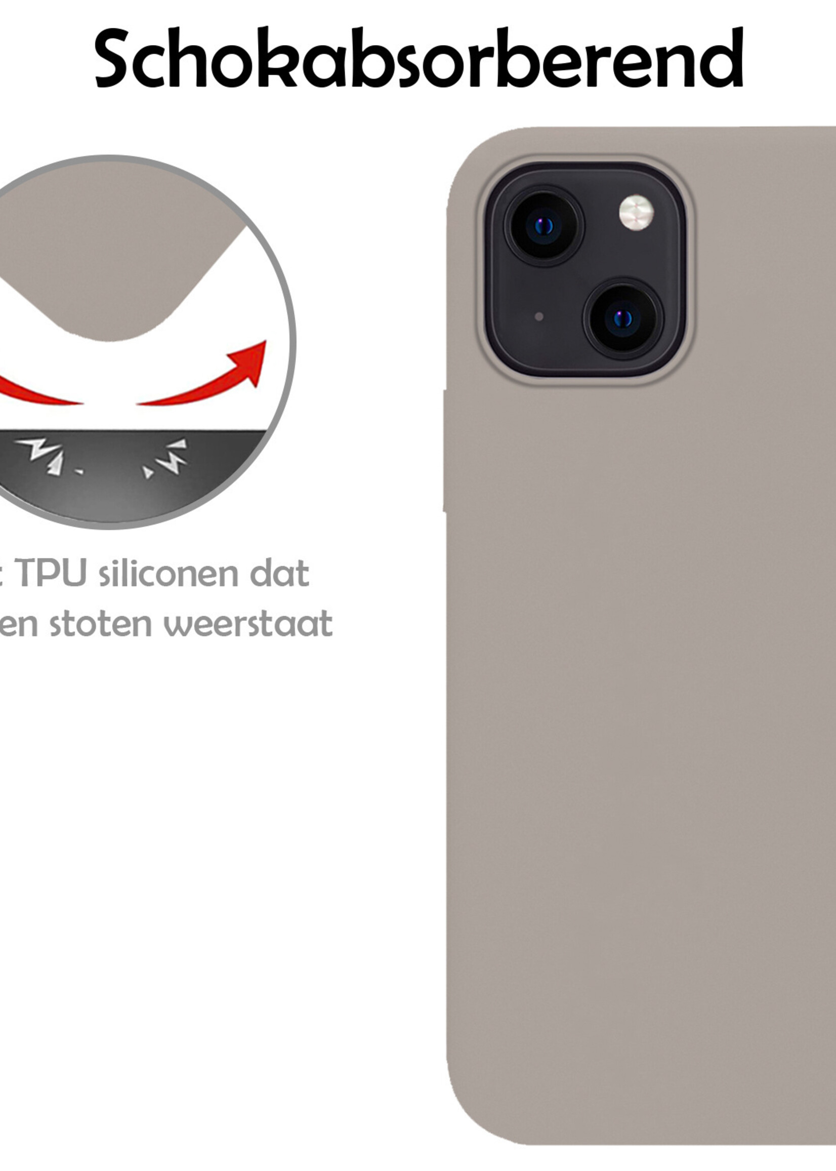 LUQ Hoesje Geschikt voor iPhone 13 Hoesje Siliconen Case - Hoes Geschikt voor iPhone 13 Hoes Siliconen - Grijs