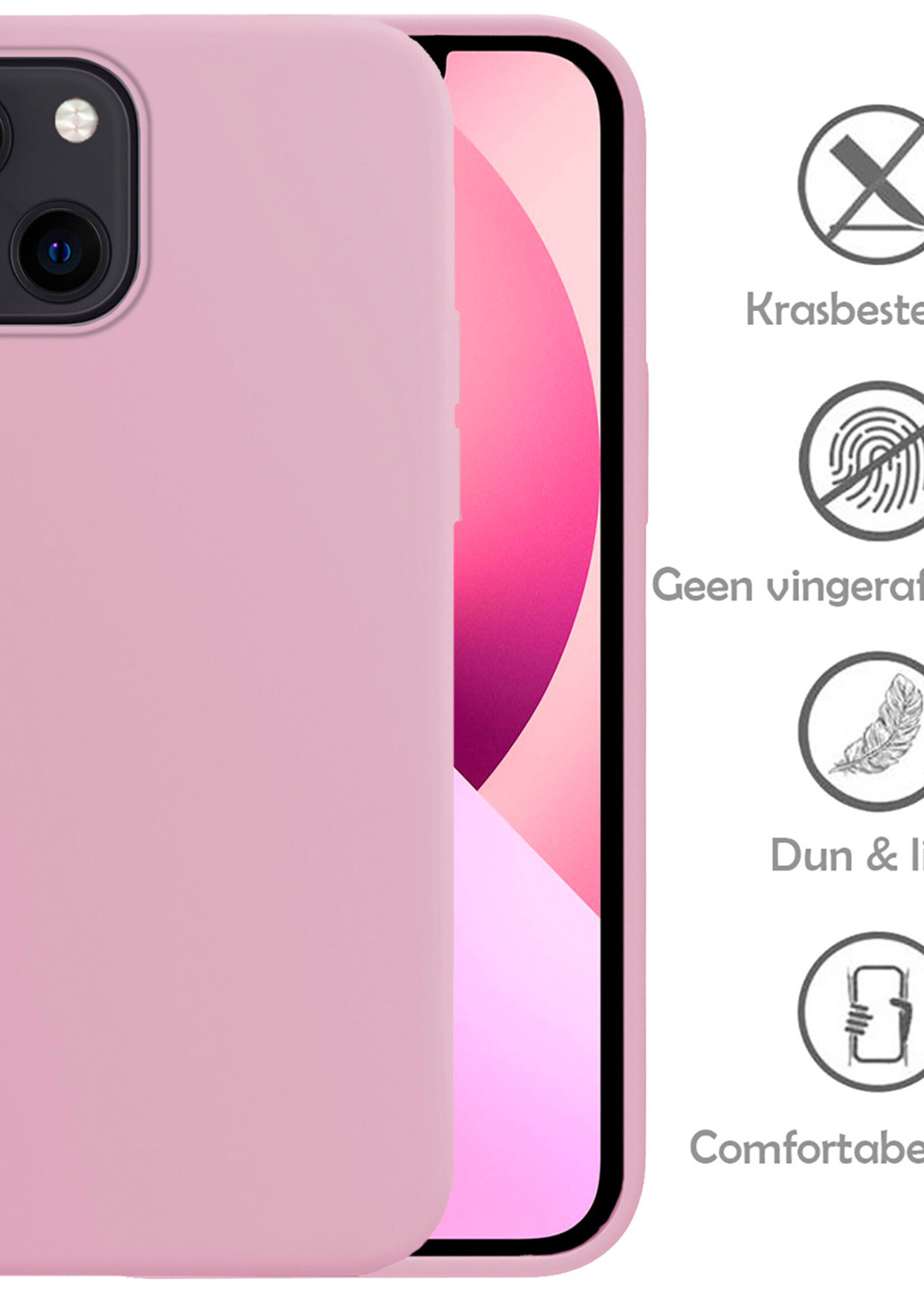 LUQ Hoesje Geschikt voor iPhone 13 Hoesje Siliconen Case - Hoes Geschikt voor iPhone 13 Hoes Siliconen - Lila