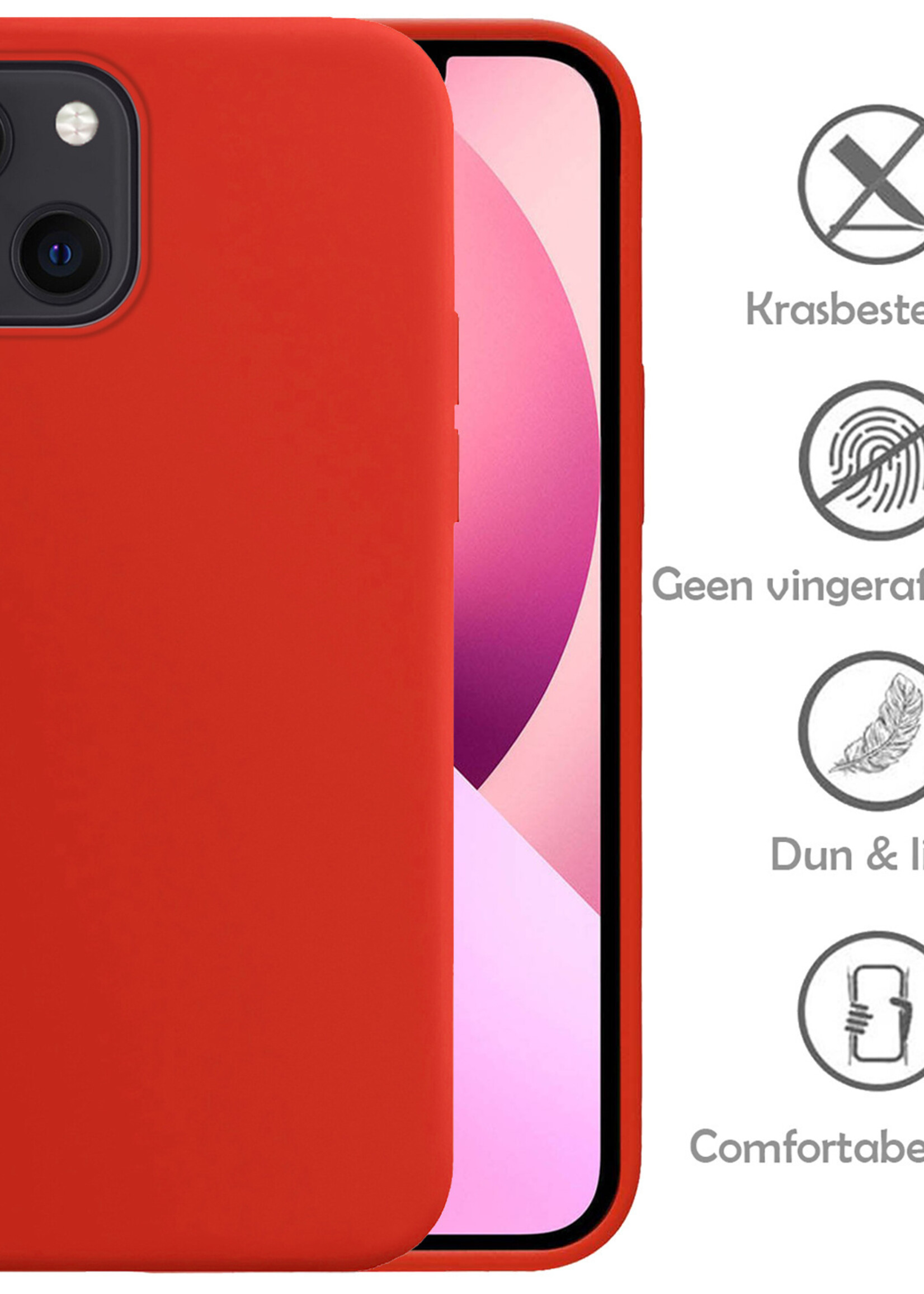 LUQ Hoesje Geschikt voor iPhone 13 Hoesje Siliconen Case - Hoes Geschikt voor iPhone 13 Hoes Siliconen - Rood