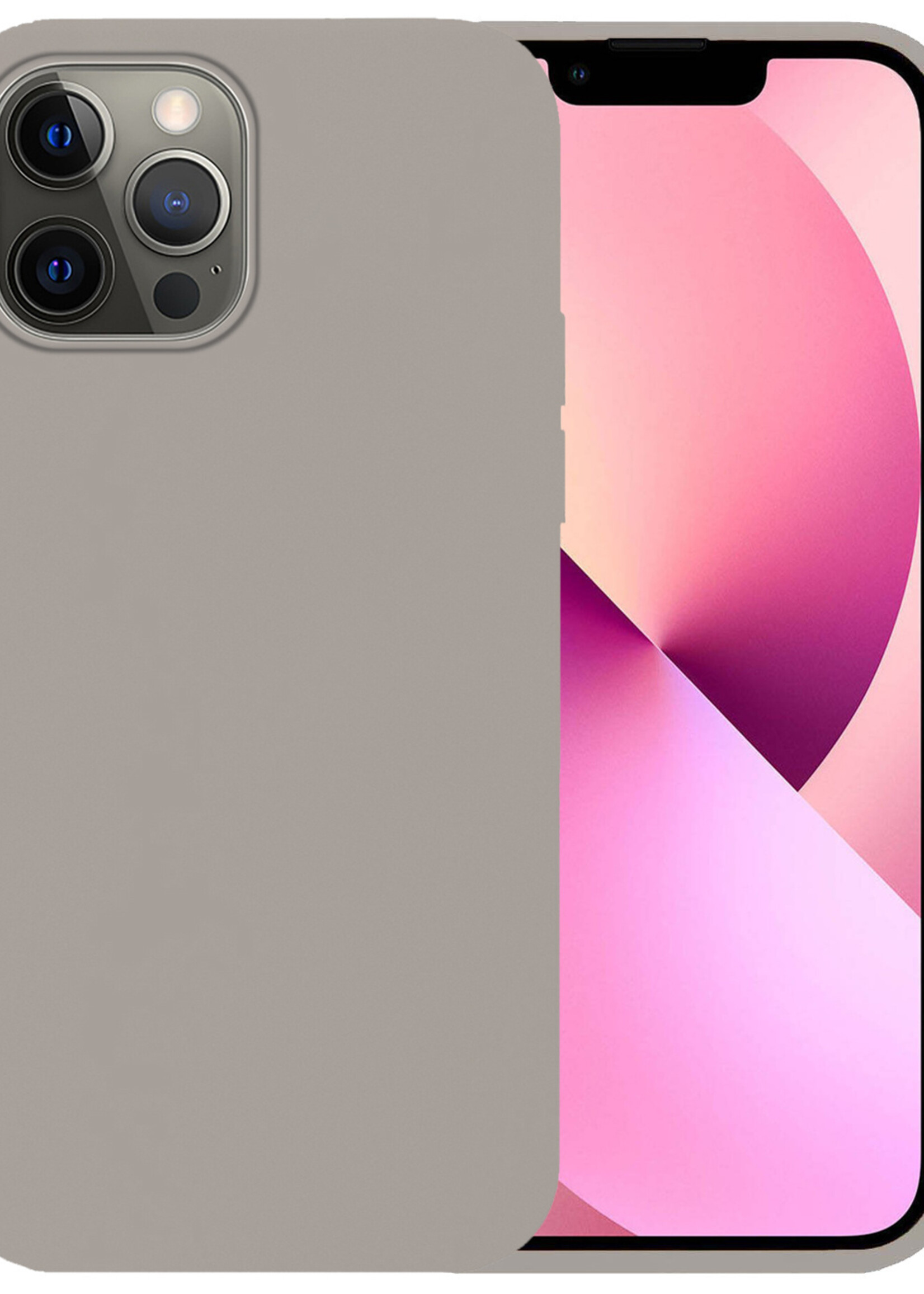 LUQ Hoesje Geschikt voor iPhone 13 Pro Max Hoesje Siliconen Case - Hoes Geschikt voor iPhone 13 Pro Max Hoes Siliconen - Grijs