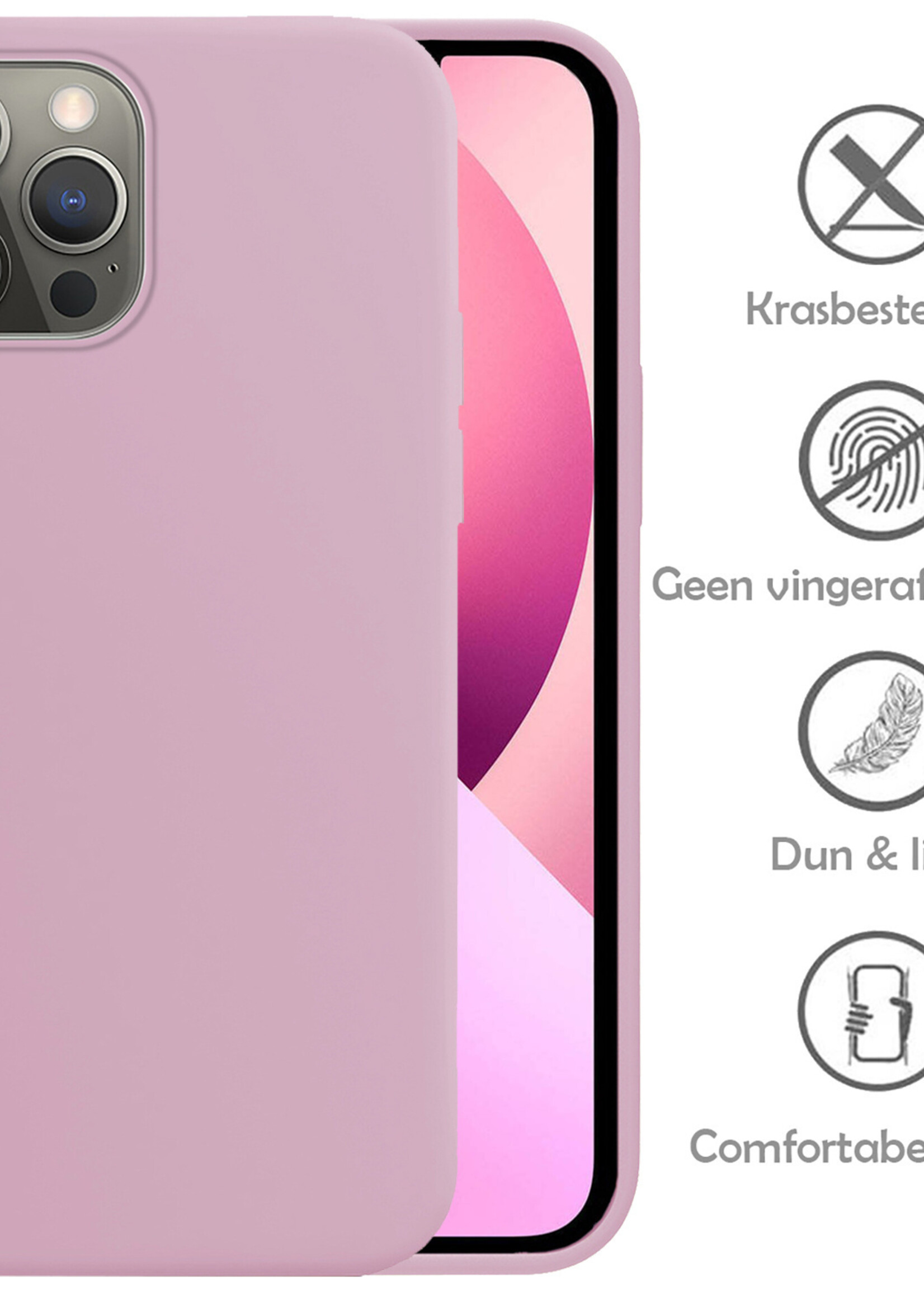 LUQ Hoesje Geschikt voor iPhone 13 Pro Max Hoesje Siliconen Case - Hoes Geschikt voor iPhone 13 Pro Max Hoes Siliconen - Lila