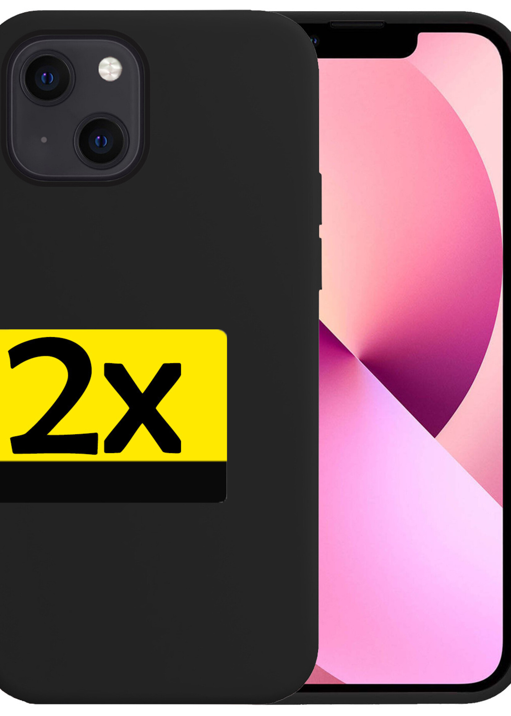 LUQ Hoesje Geschikt voor iPhone 13 Mini Hoesje Siliconen Case - Hoes Geschikt voor iPhone 13 Mini Hoes Siliconen - Zwart - 2 Stuks