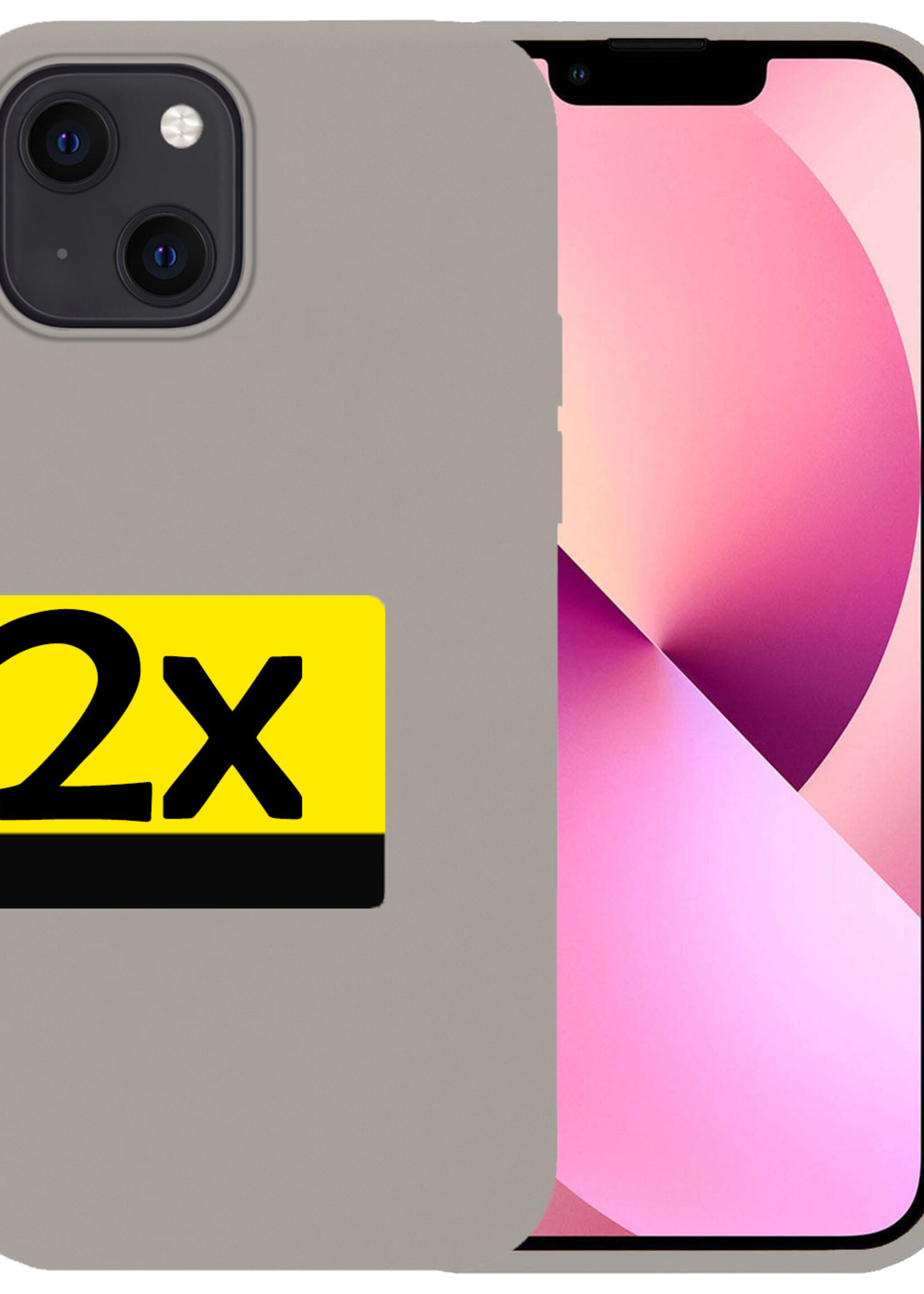 LUQ Hoesje Geschikt voor iPhone 13 Hoesje Siliconen Case - Hoes Geschikt voor iPhone 13 Hoes Siliconen - Grijs - 2 Stuks