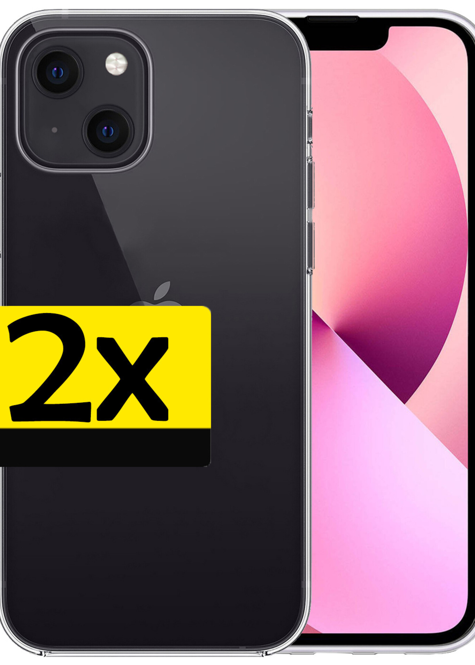 LUQ Hoesje Geschikt voor iPhone 13 Hoesje Siliconen Case - Hoes Geschikt voor iPhone 13 Hoes Siliconen - Transparant - 2 Stuks