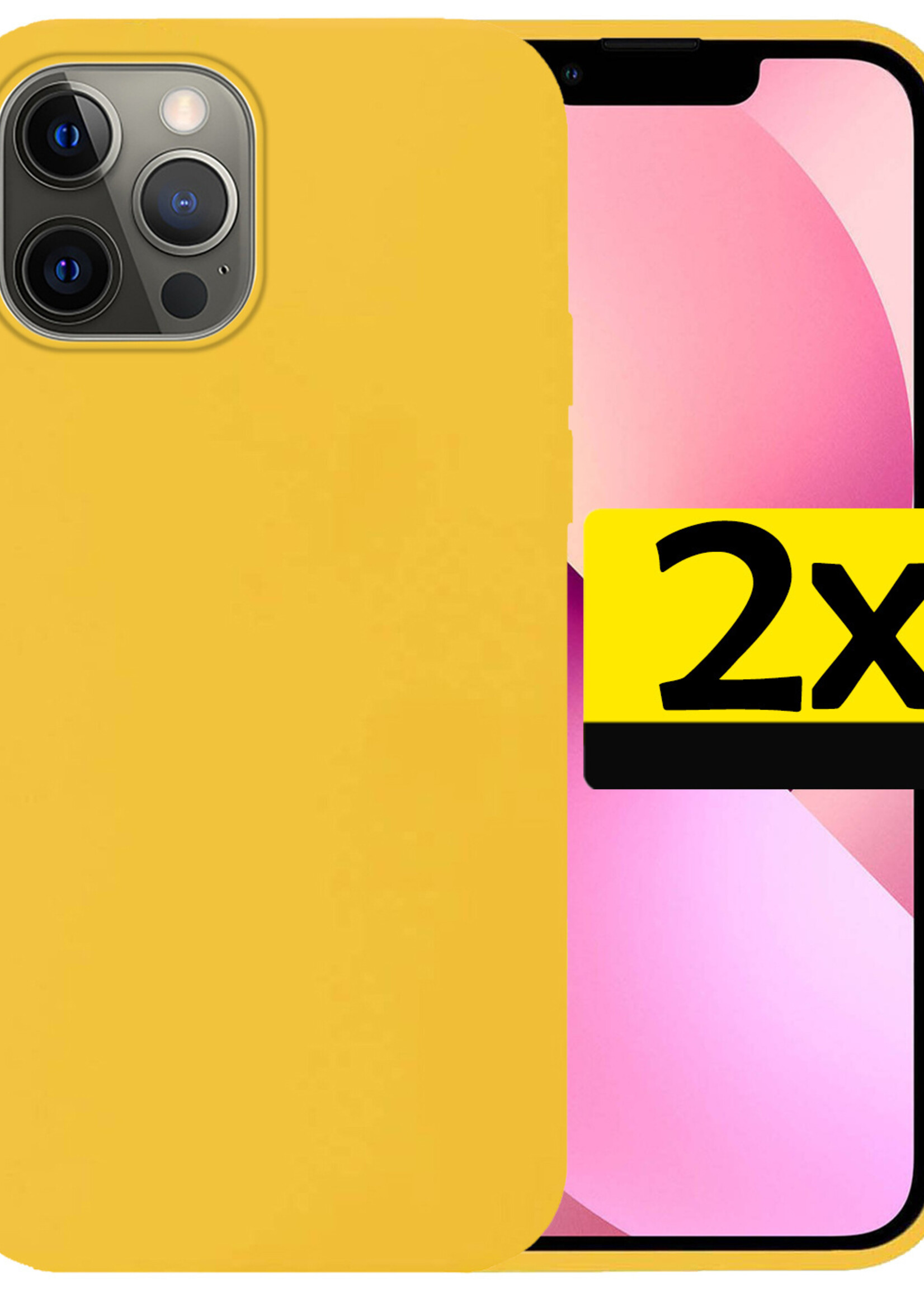 LUQ Hoesje Geschikt voor iPhone 13 Pro Hoesje Siliconen Case - Hoes Geschikt voor iPhone 13 Pro Hoes Siliconen - Geel - 2 Stuks