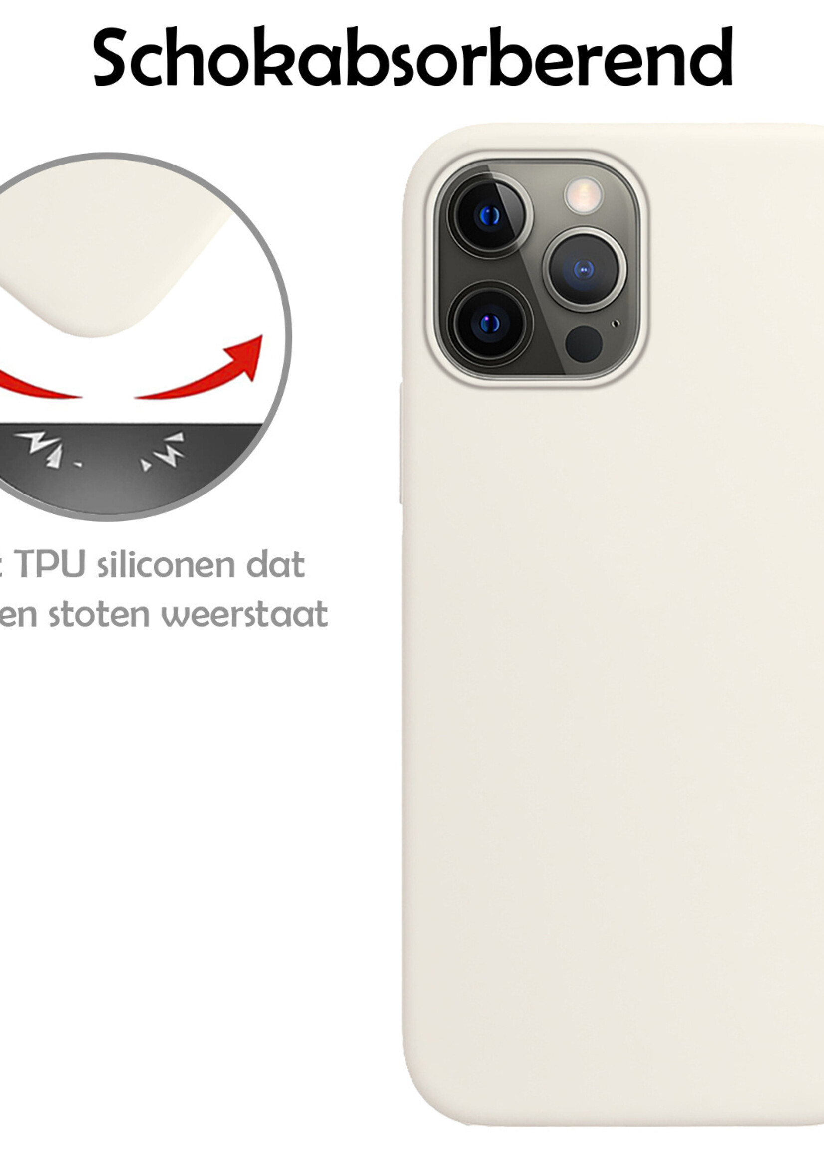 LUQ Hoesje Geschikt voor iPhone 13 Pro Hoesje Siliconen Case - Hoes Geschikt voor iPhone 13 Pro Hoes Siliconen - Wit - 2 Stuks