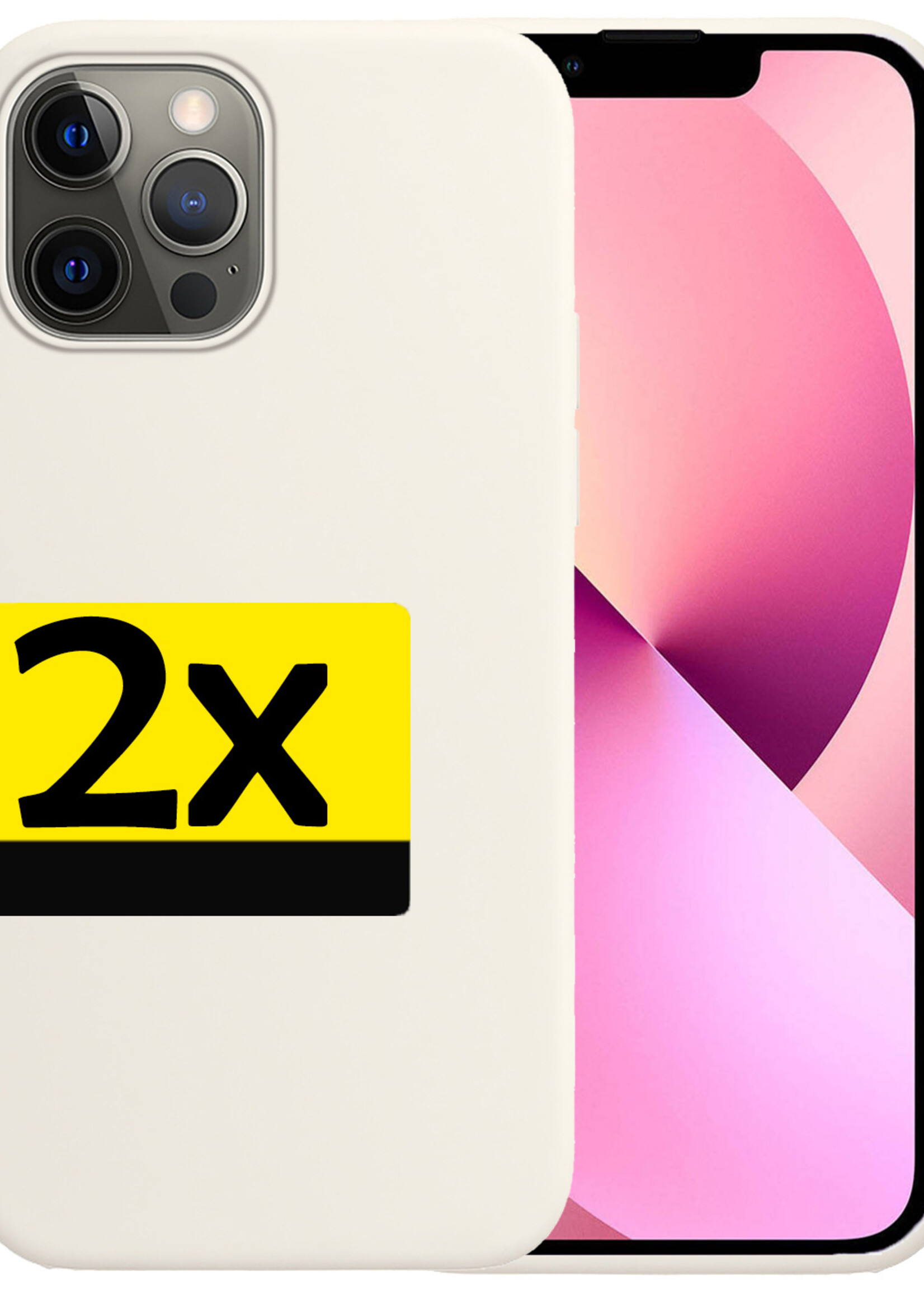 LUQ Hoesje Geschikt voor iPhone 13 Pro Max Hoesje Siliconen Case - Hoes Geschikt voor iPhone 13 Pro Max Hoes Siliconen - Wit - 2 Stuks