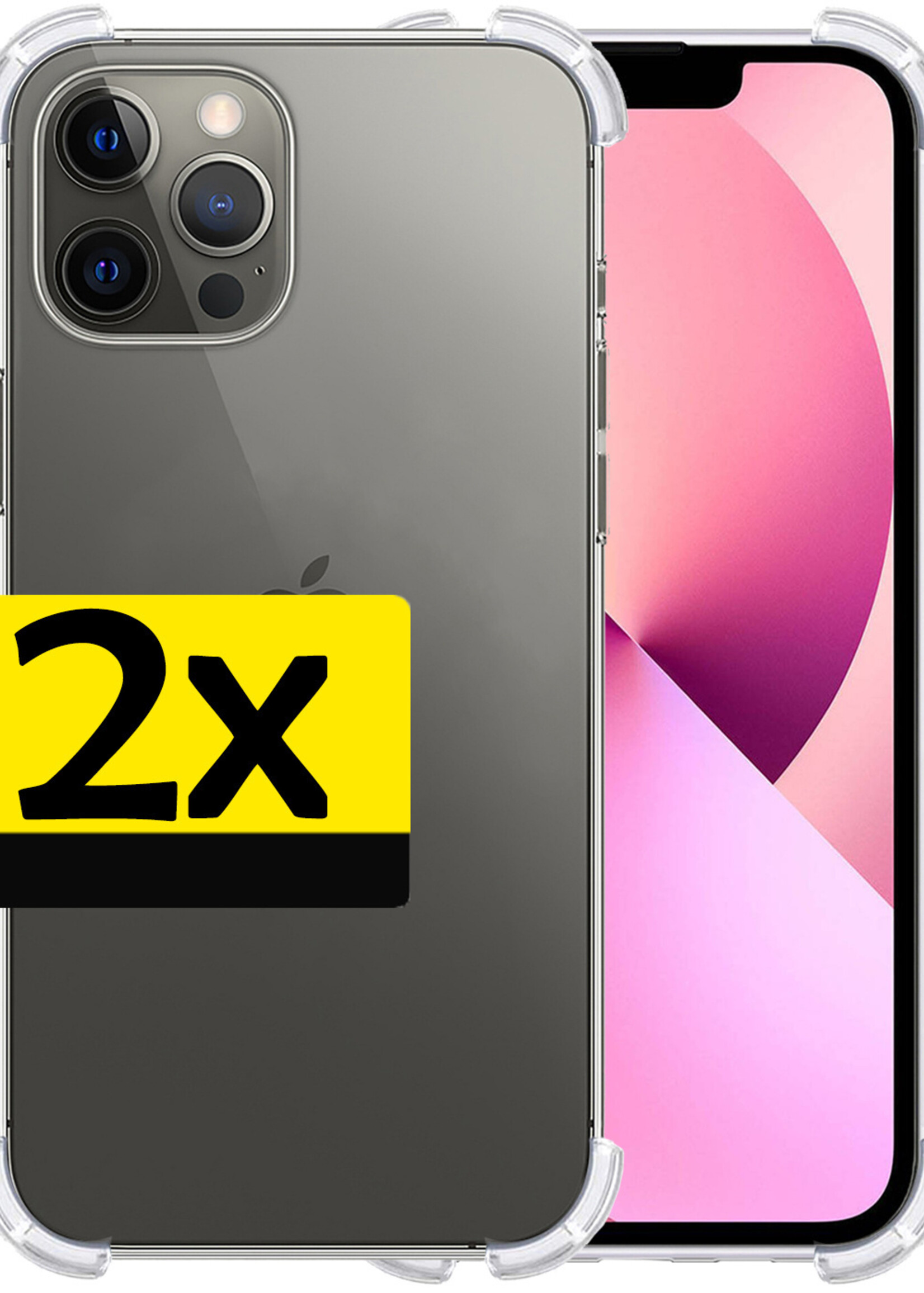 LUQ Hoesje Geschikt voor iPhone 13 Pro Max Hoesje Shockproof Case Siliconen - Hoes Geschikt voor iPhone 13 Pro Max Hoes Cover Siliconen - Transparant - 2 Stuks