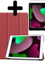 LUQ LUQ iPad 10.2 2021 hoesje donkerrood met screenprotector