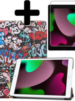 LUQ LUQ iPad 10.2 2021 hoesje graffity met screenprotector