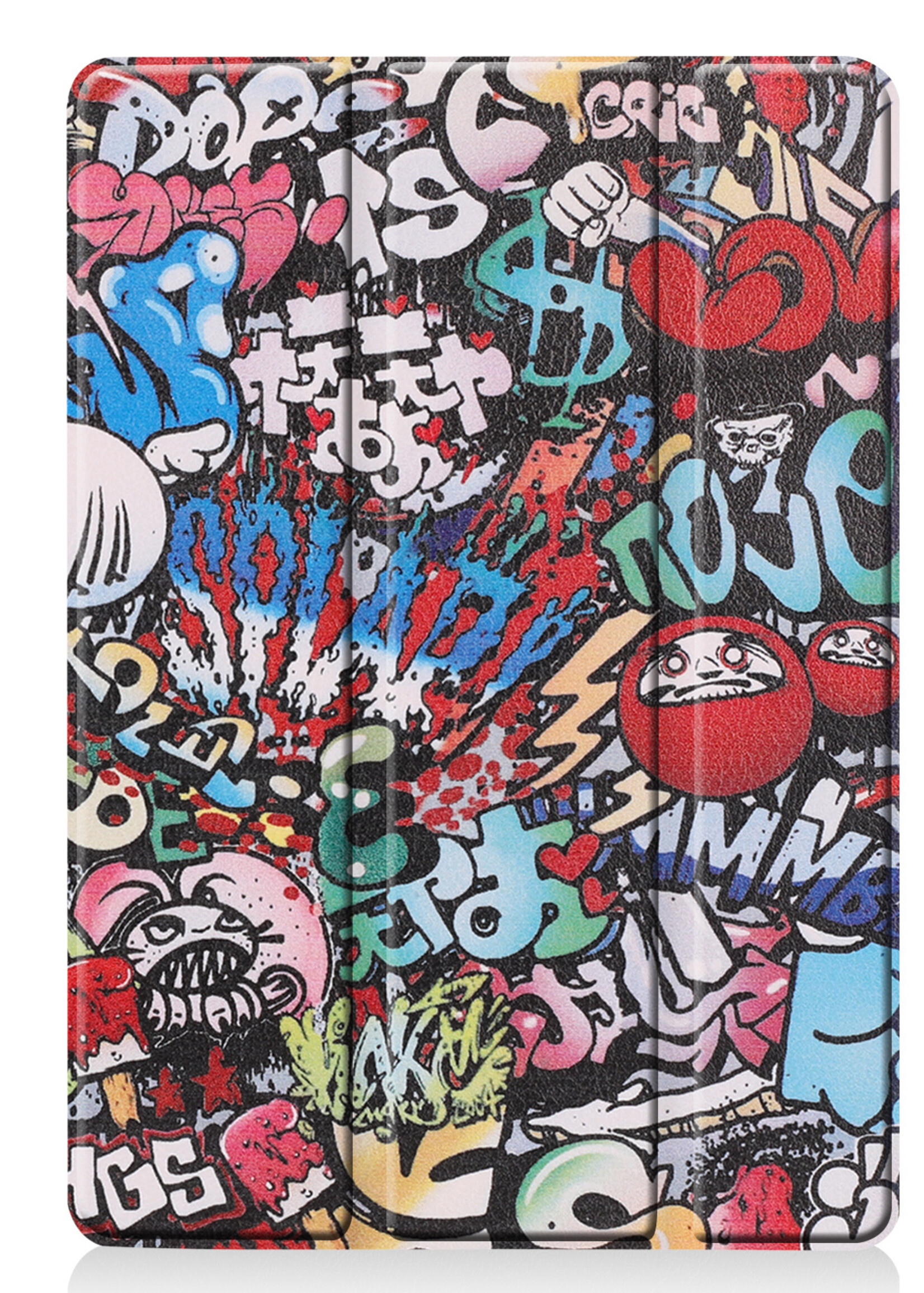 LUQ Hoes Geschikt voor iPad 10.2 2021 Hoes Luxe Hoesje Book Case Met Screenprotector - Hoesje Geschikt voor iPad 9 Hoes Cover - Graffity