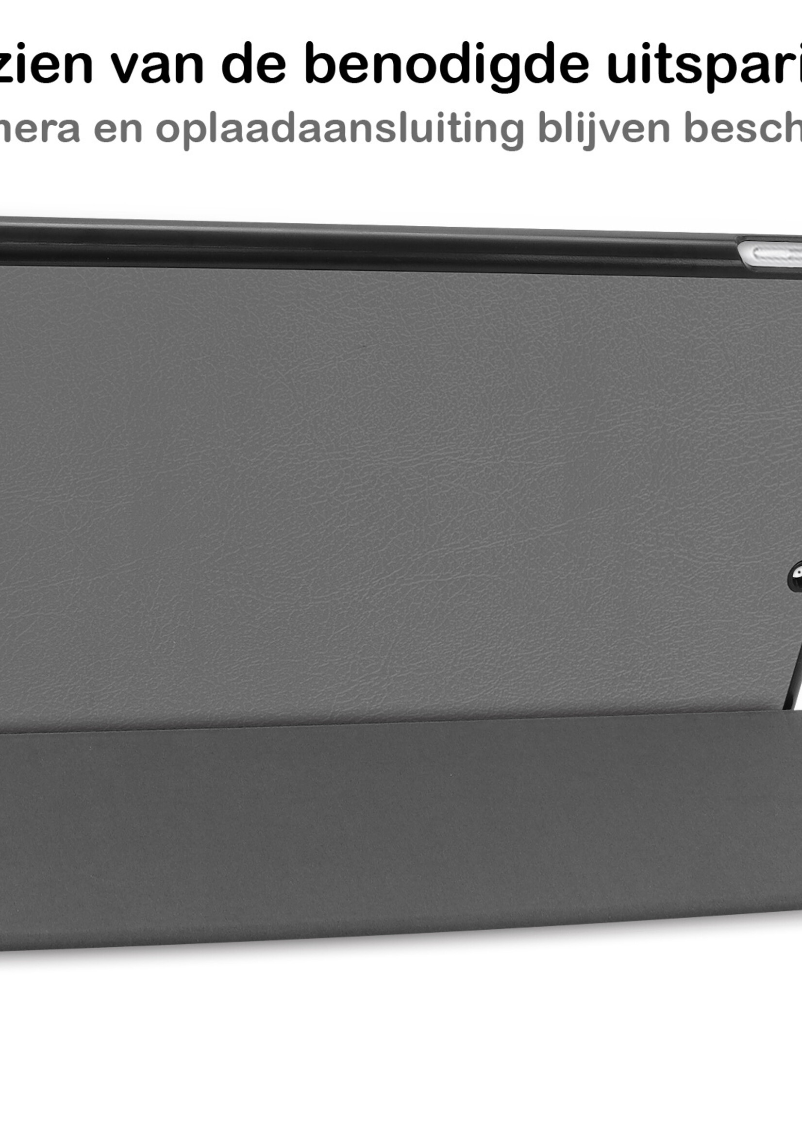 LUQ Hoes Geschikt voor iPad 10.2 2021 Hoes Luxe Hoesje Book Case Met Screenprotector - Hoesje Geschikt voor iPad 9 Hoes Cover - Grijs