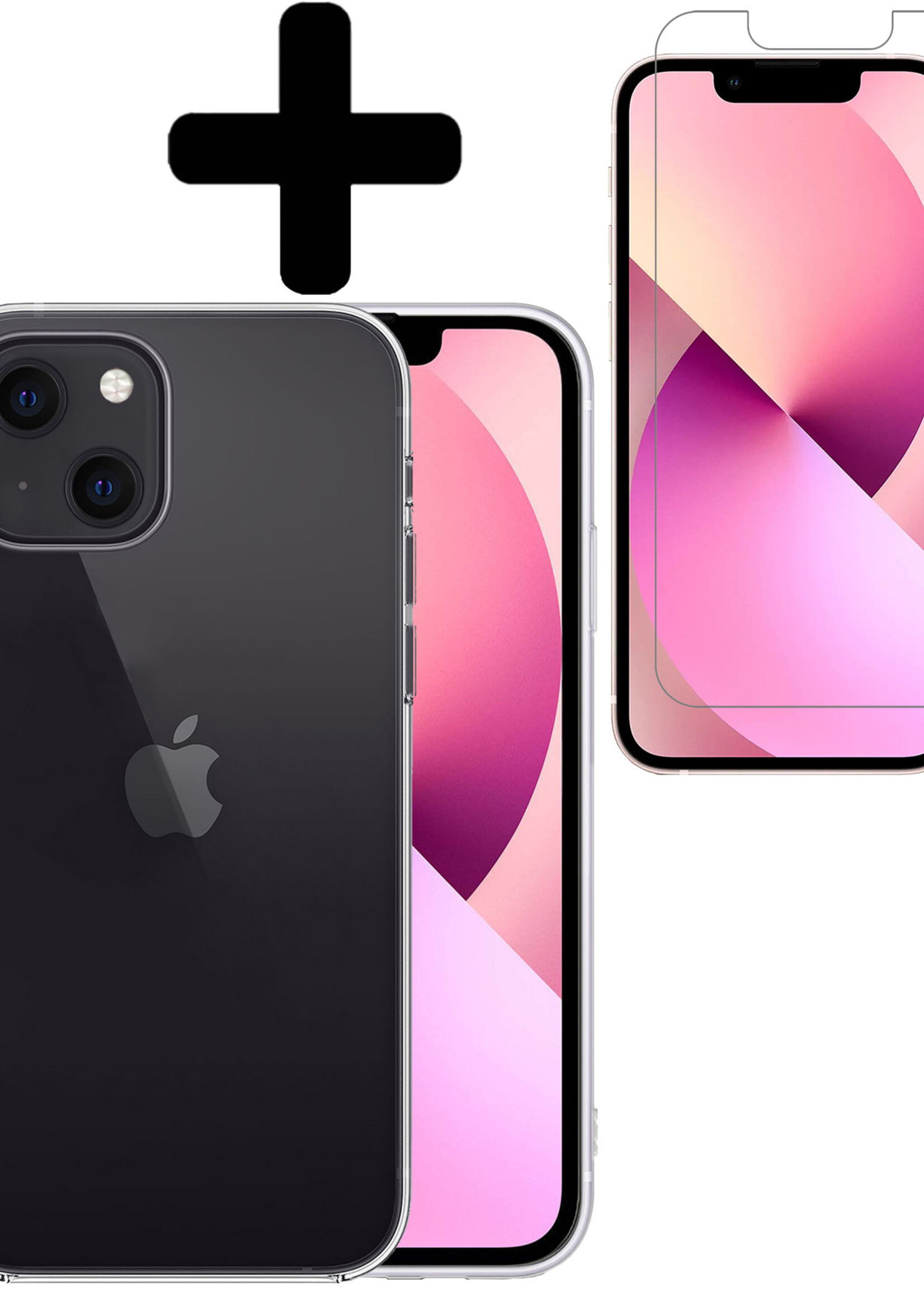 LUQ Hoesje Geschikt voor iPhone 13 Pro Hoesje Siliconen Case Met Screenprotector - Hoes Geschikt voor iPhone 13 Pro Hoes Siliconen - Transparant