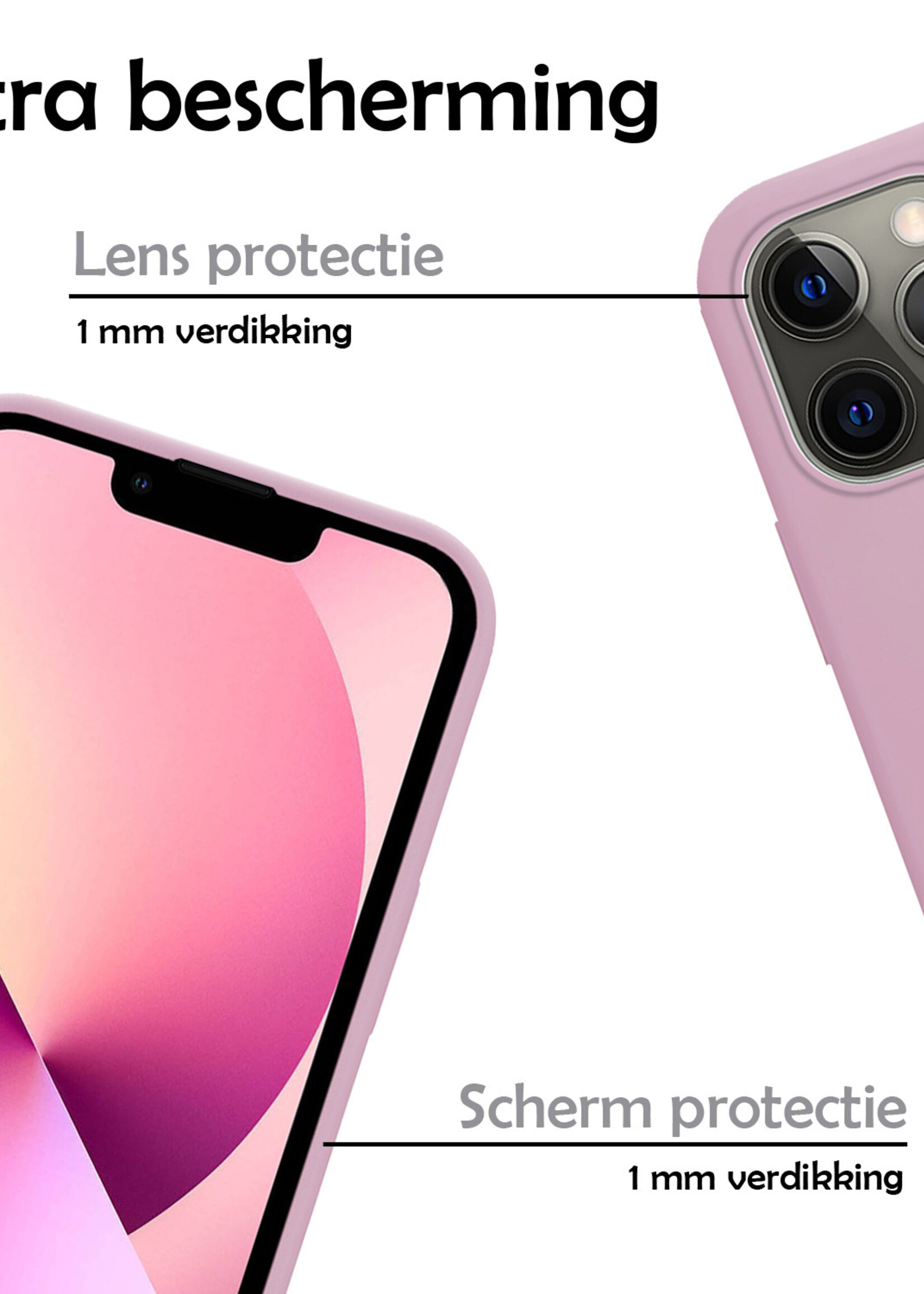 LUQ Hoesje Geschikt voor iPhone 13 Mini Hoesje Siliconen Case Met Screenprotector - Hoes Geschikt voor iPhone 13 Mini Hoes Siliconen - Lila